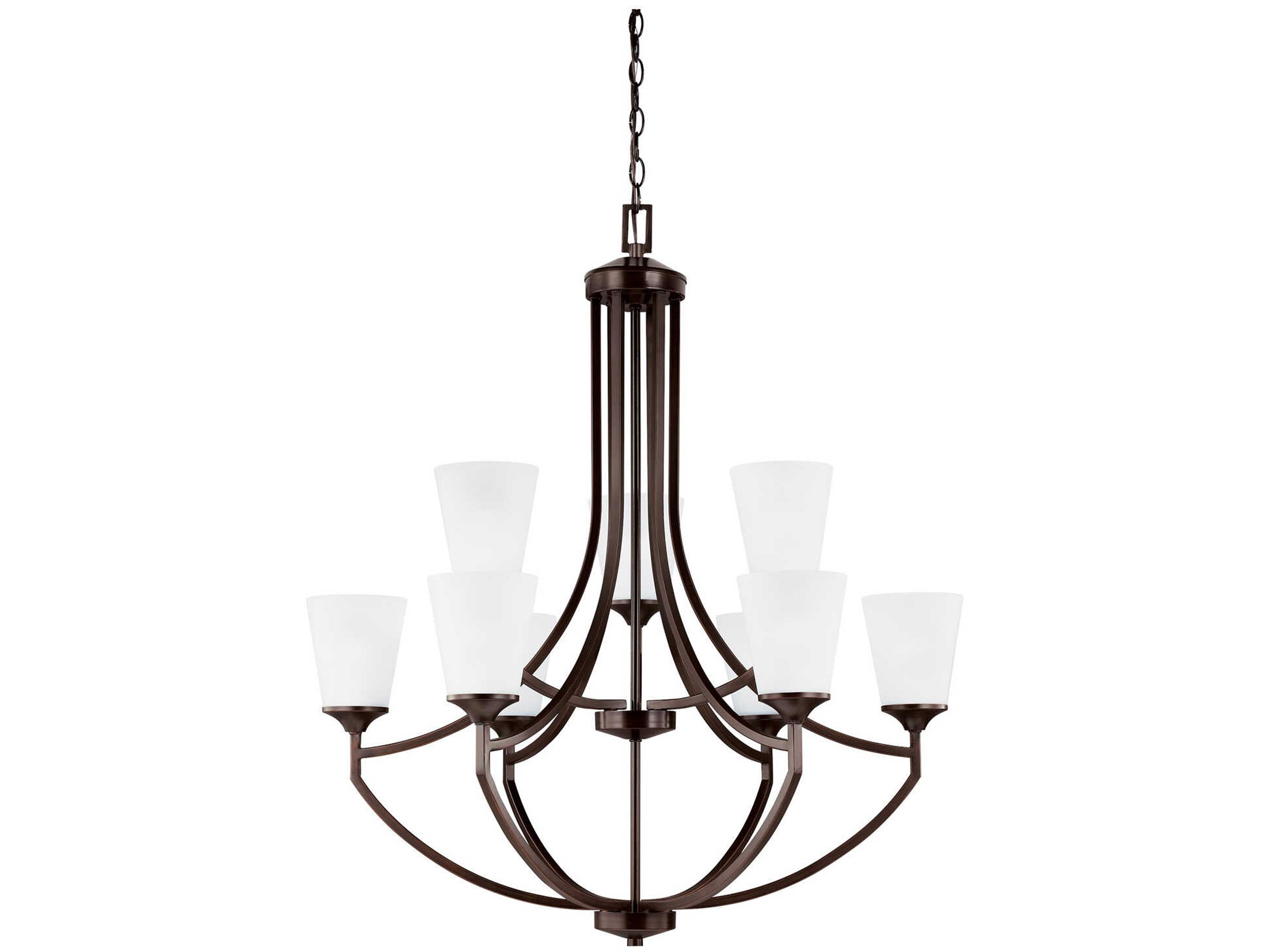 Hanford 9-Light Bronze Glass Bell Tiered Chandelier