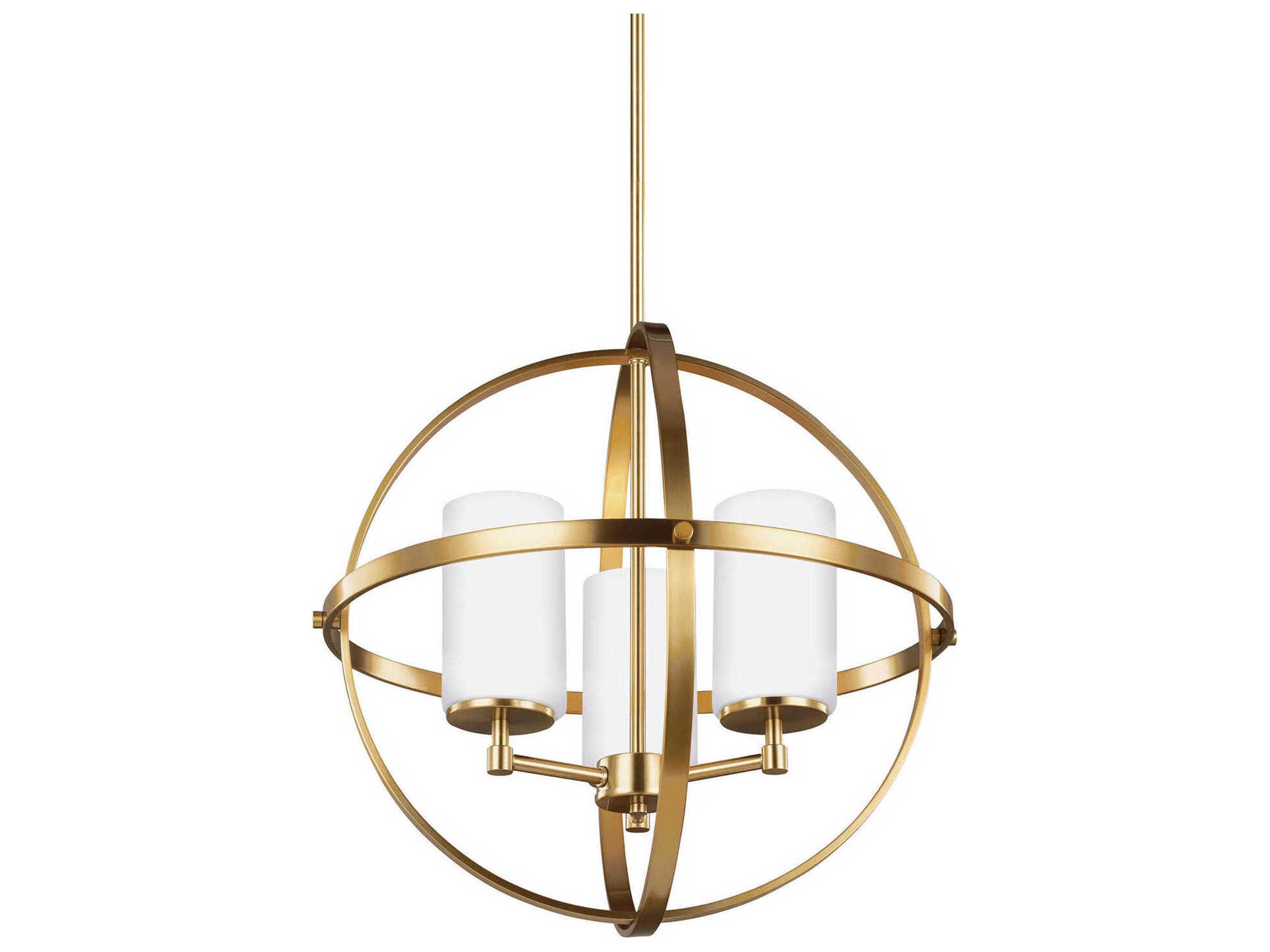 Alturas 3-Light Chandelier in Satin Brass with Etched White Glass