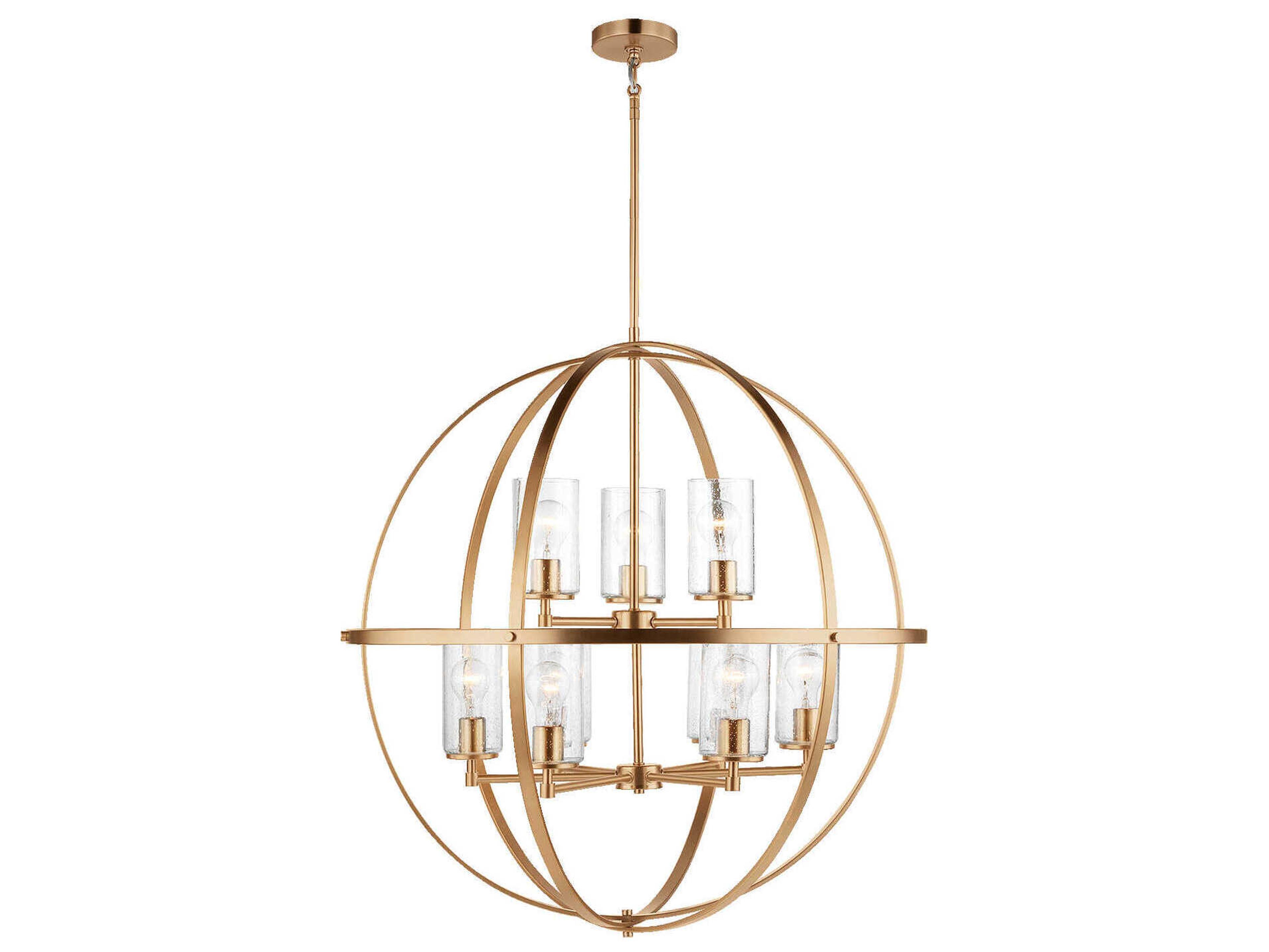Alturas 9-Light Satin Brass Glass Globe Chandelier
