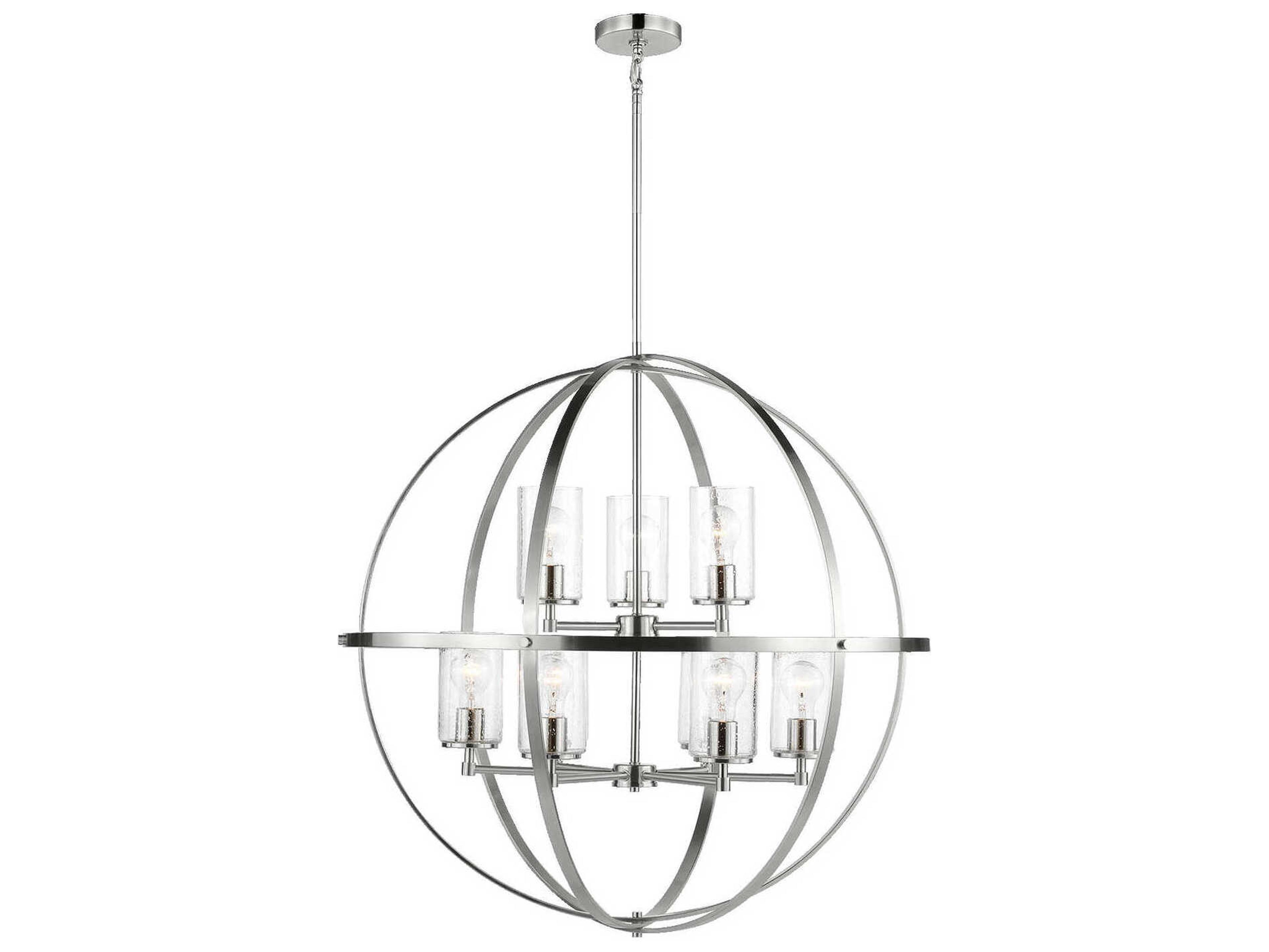 Alturas 9-Light Brushed Nickel Glass Globe Chandelier