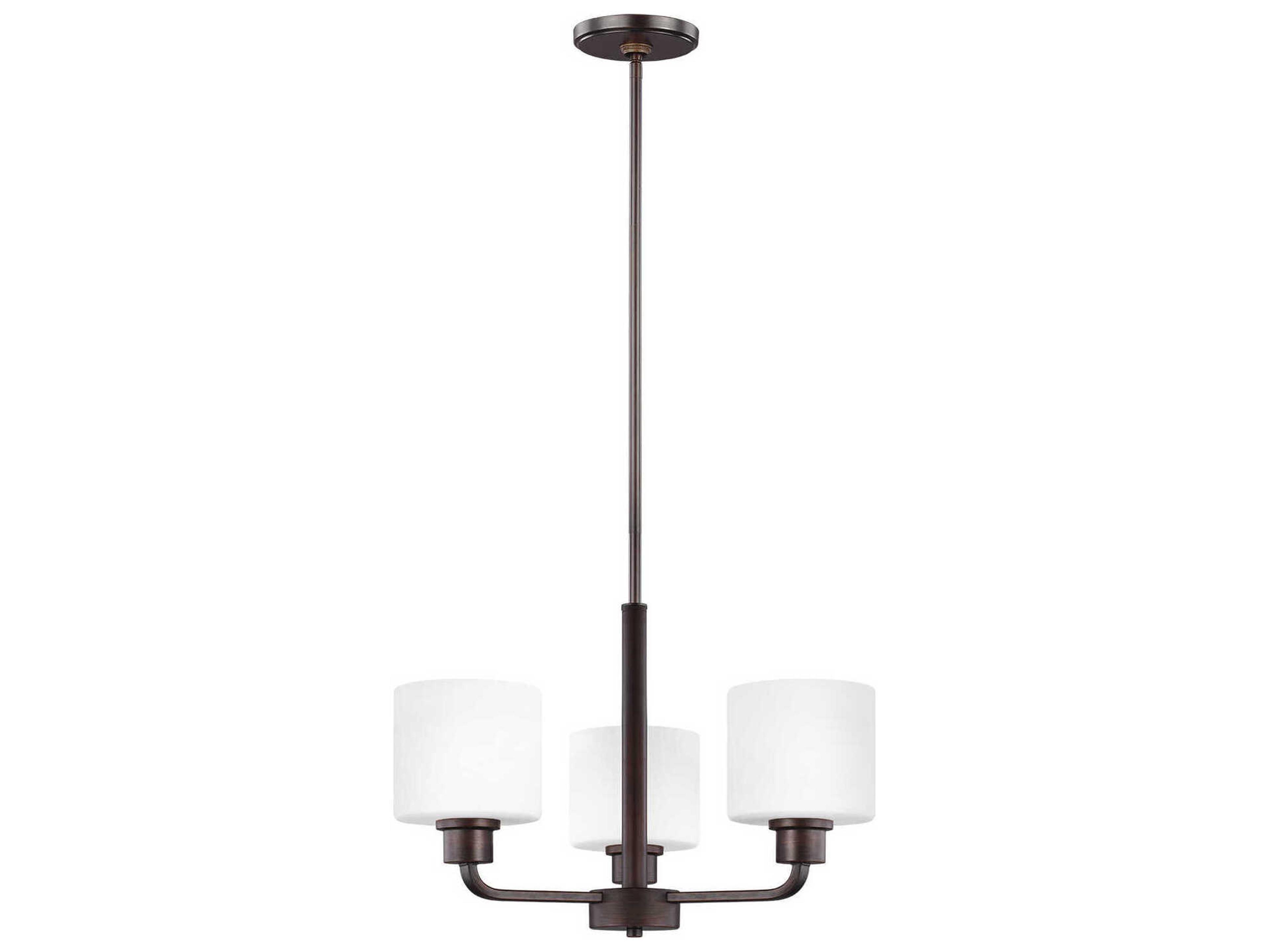 Canfield 3-Light Bronze Glass Drum Chandelier
