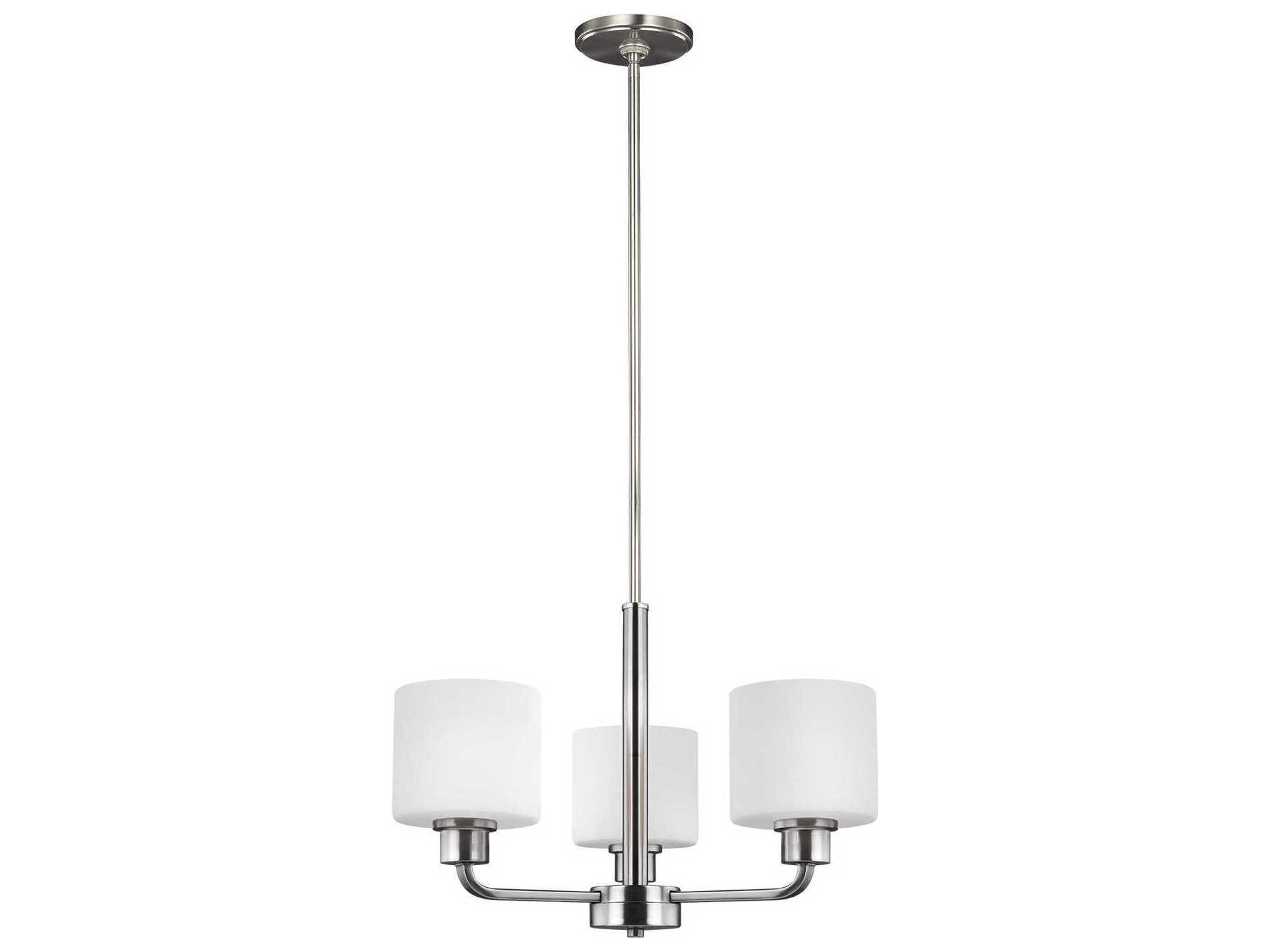 Canfield 3-Light Brushed Nickel Glass Drum Chandelier