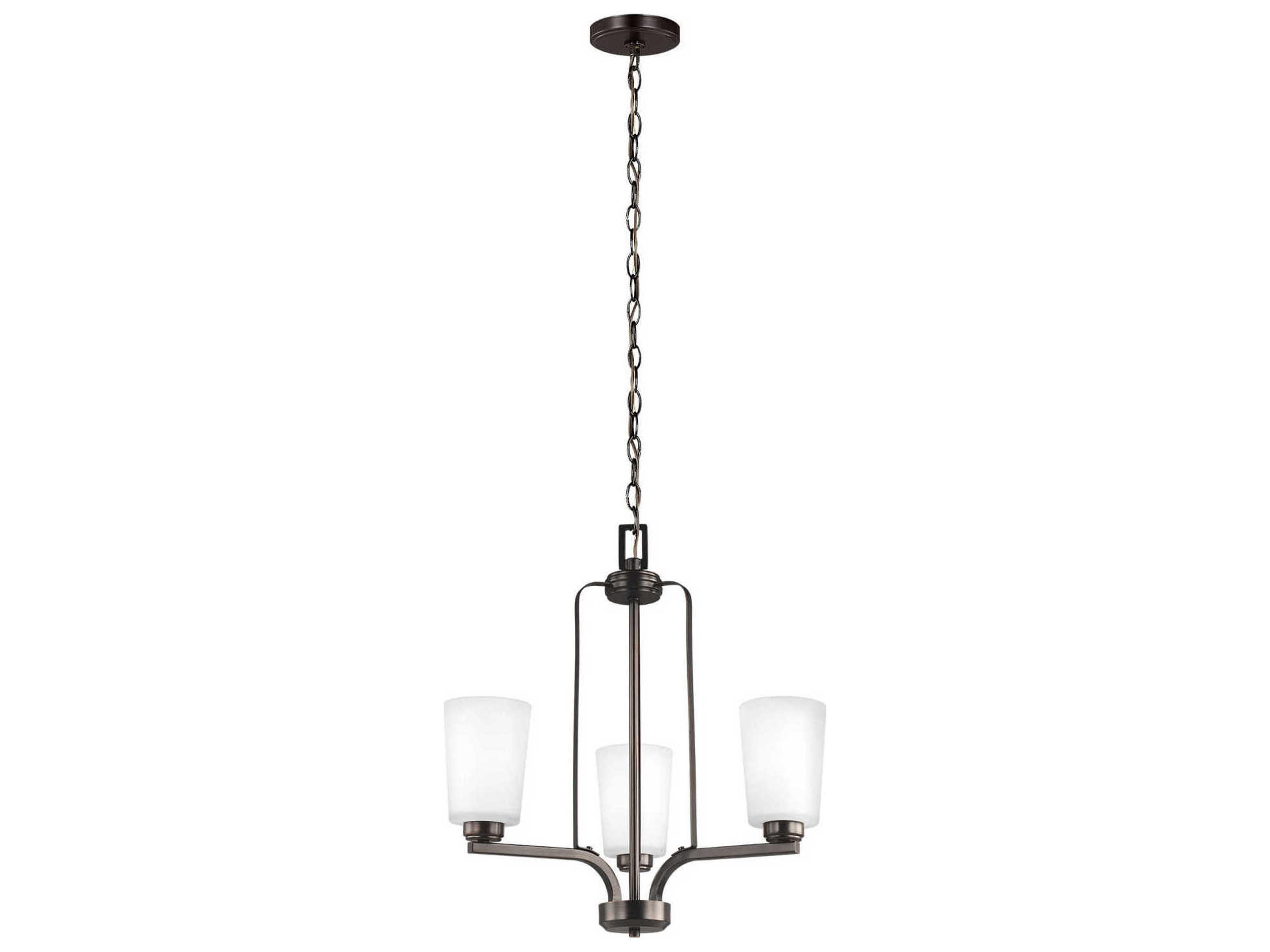 Franport 3-Light Bronze Glass Cylinder Chandelier