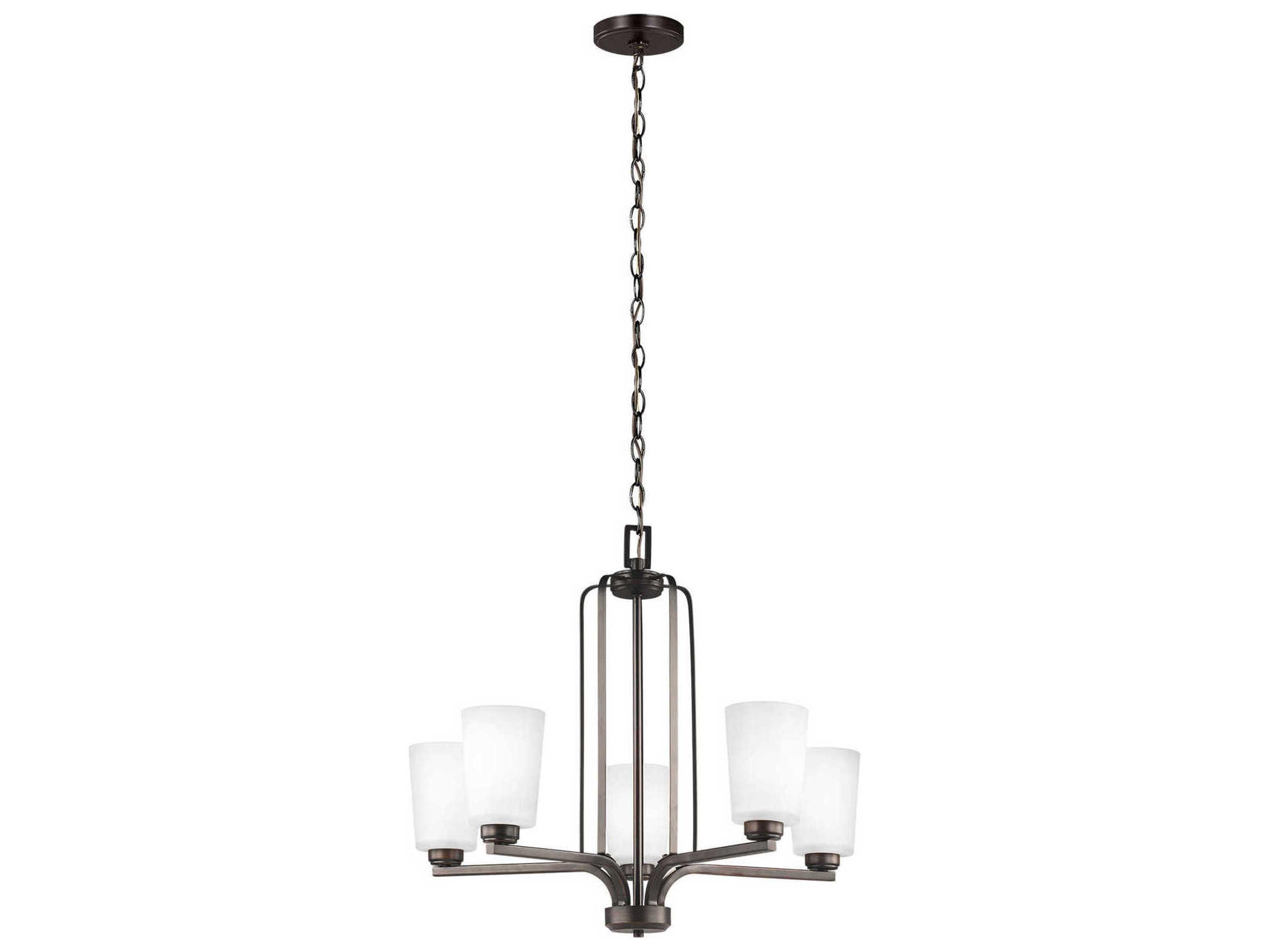 Franport 5-Light Bronze Glass Cylinder Chandelier