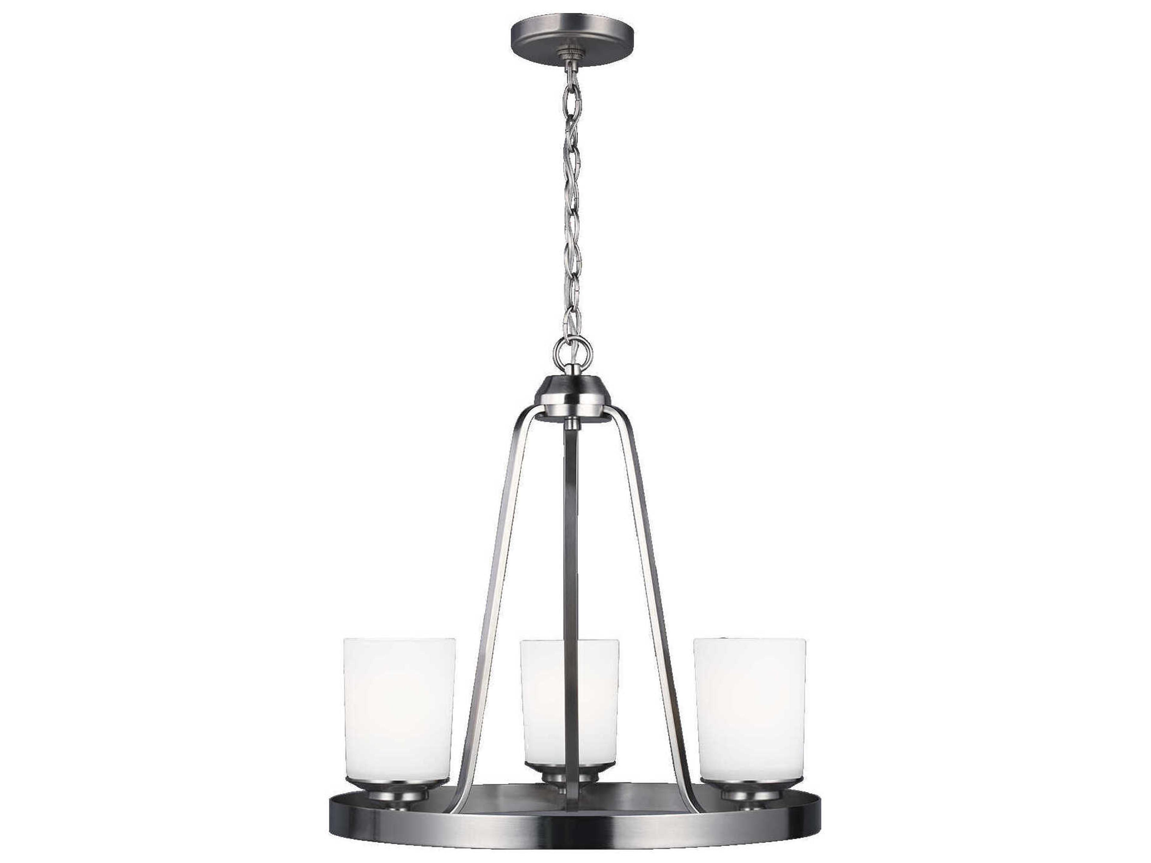 Kemal 3-Light Brushed Nickel Glass Cylinder Chandelier