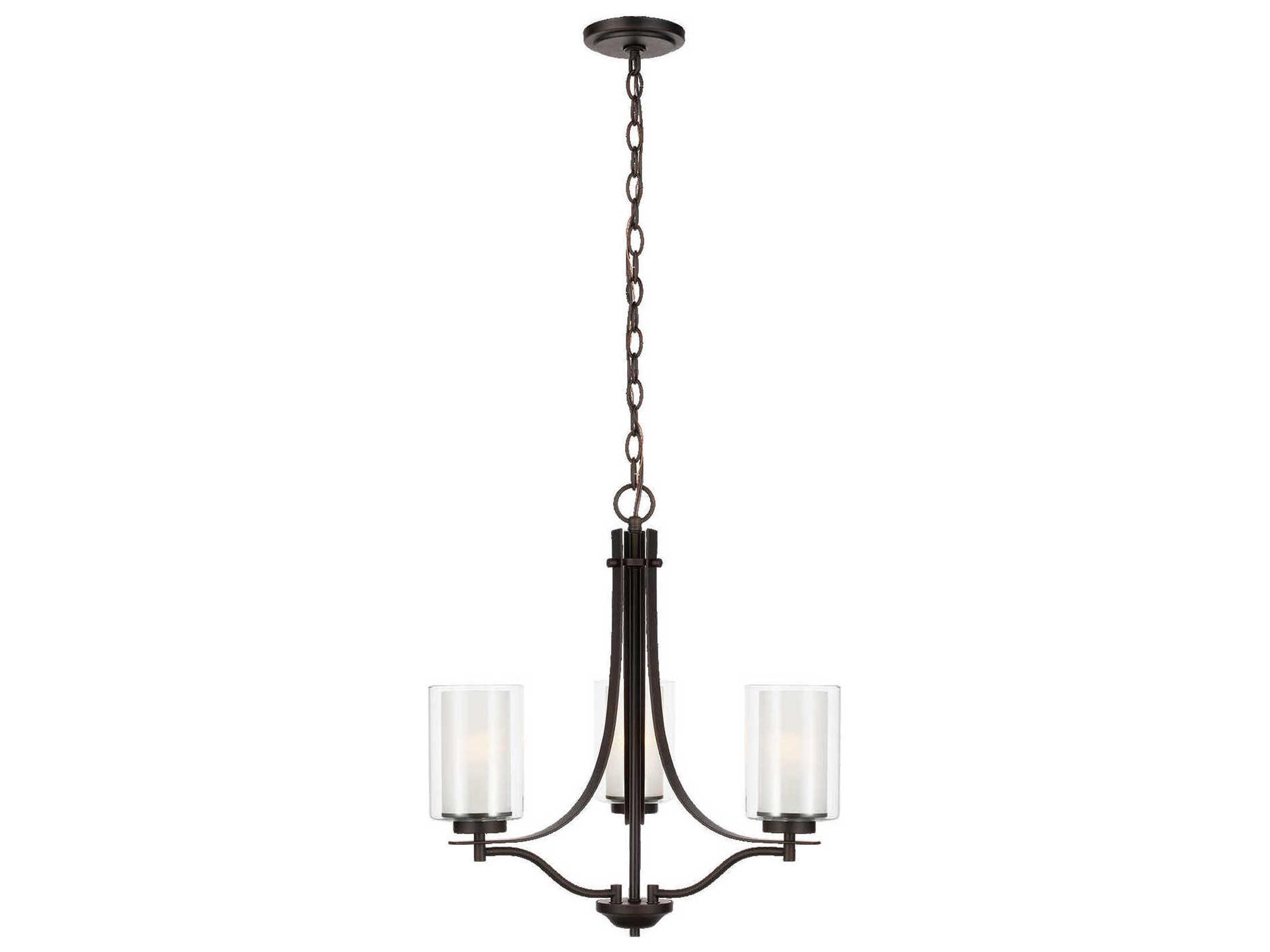 Elmwood Park 3-Light Bronze Glass Cylinder Chandelier