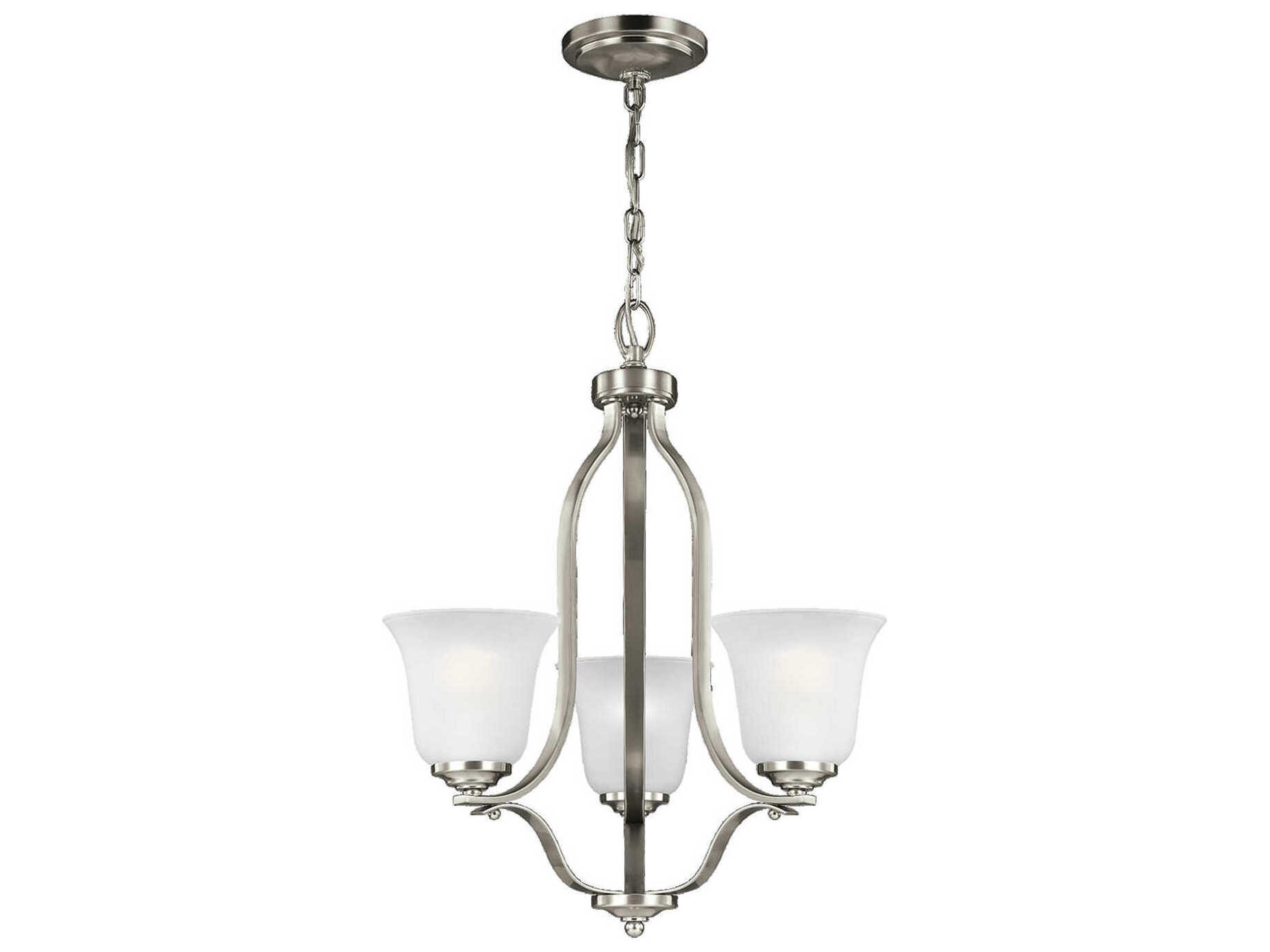 Emmons 3-Light Brushed Nickel Glass Bell Chandelier