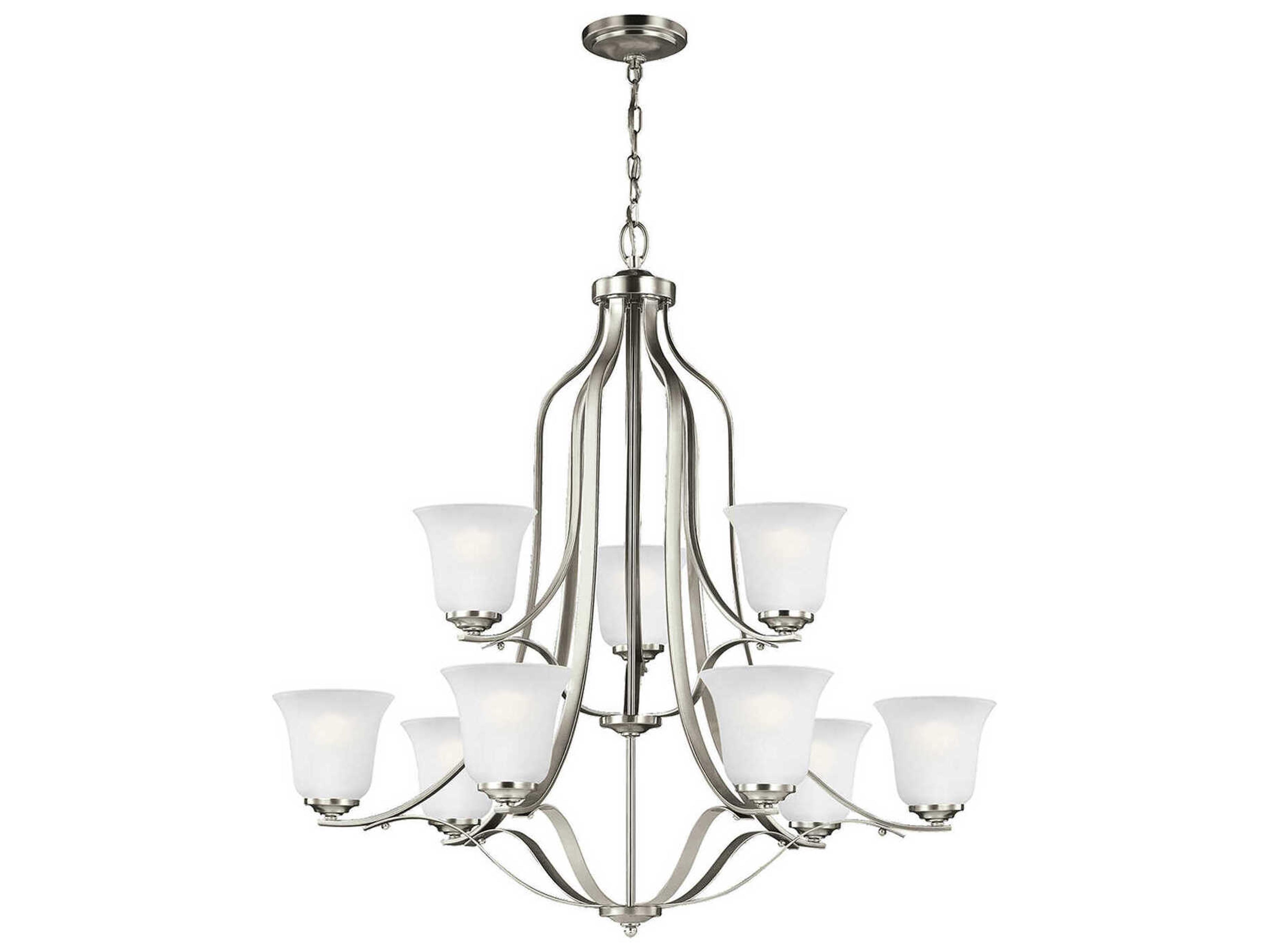 Emmons 9-Light Brushed Nickel Glass Bell Tiered Chandelier