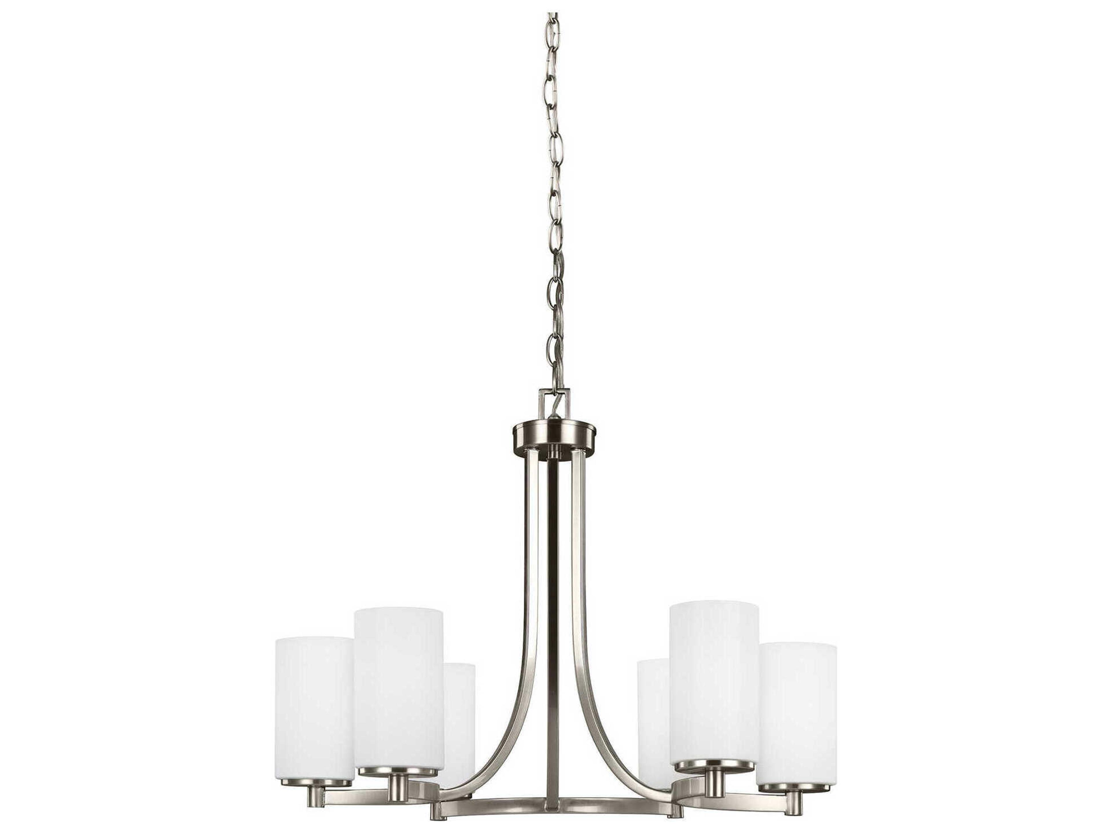 Hettinger 6-Light Brushed Nickel Glass Cylinder Chandelier
