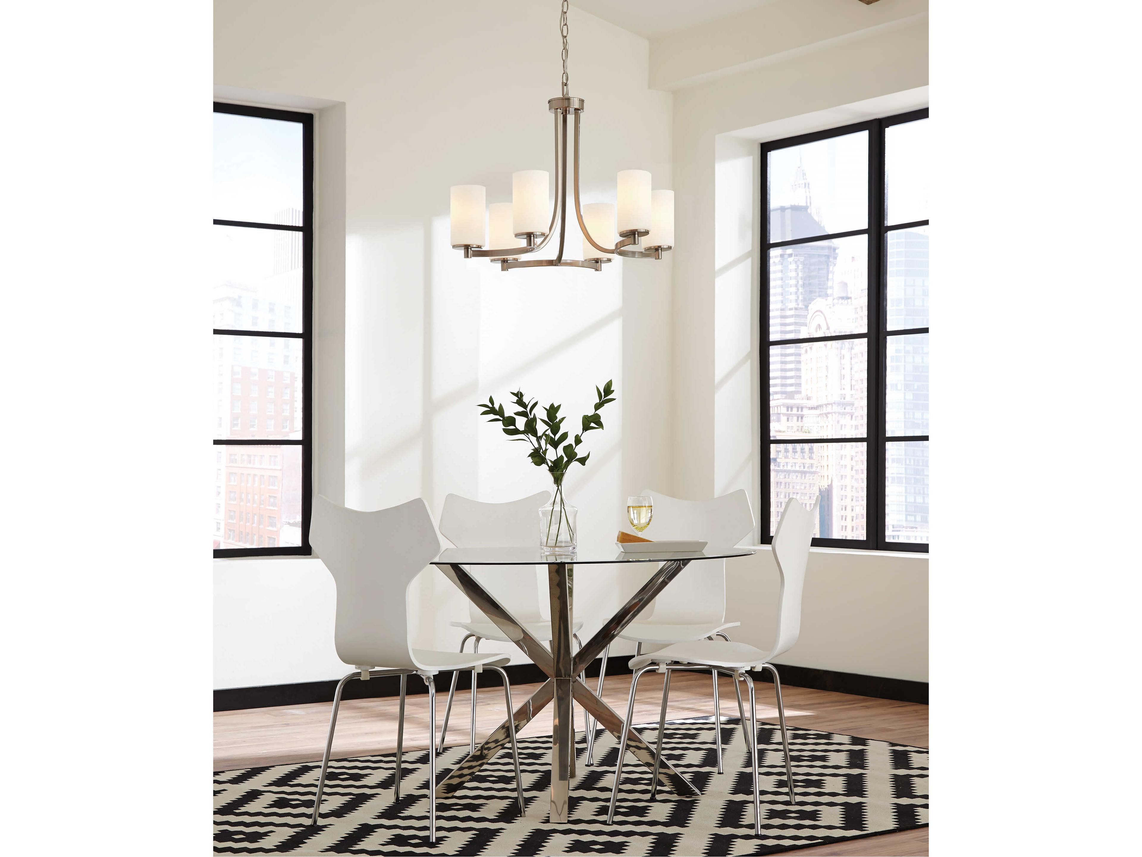 Generation Lighting Hettinger 6-Light Brushed Nickel Glass Cylinder Chandelier