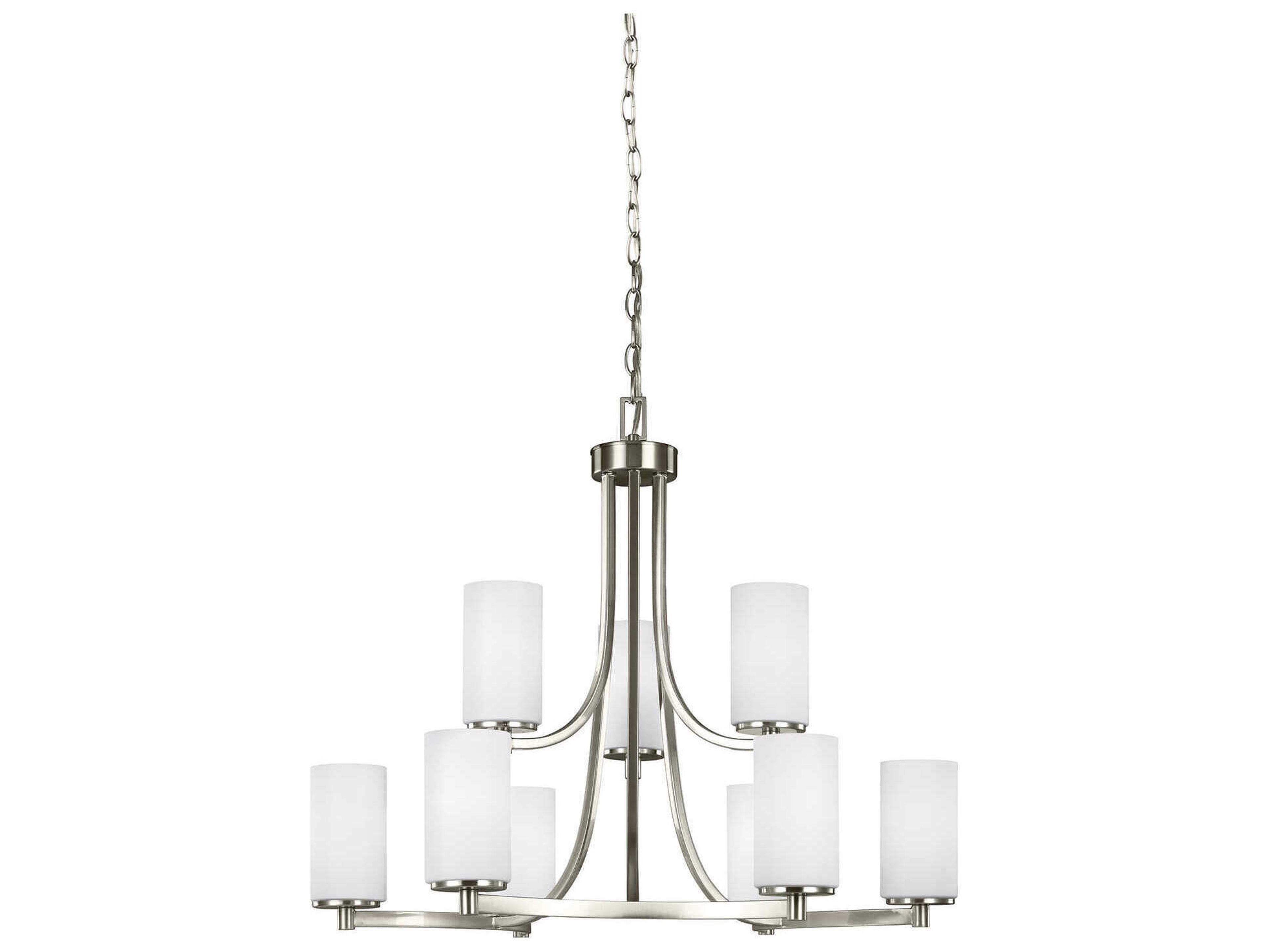 Hettinger 9-Light Brushed Nickel Glass Cylinder Tiered Chandelier