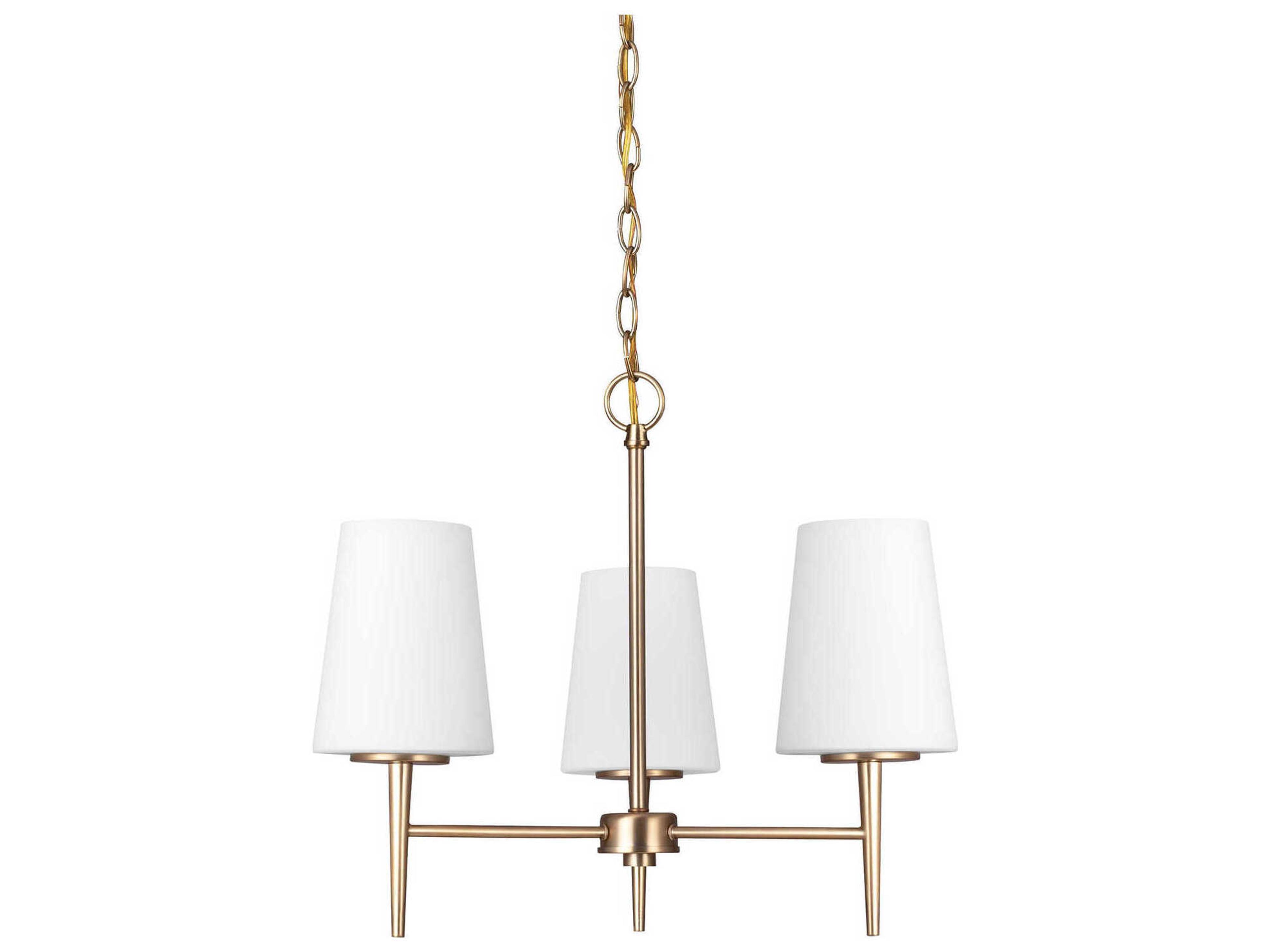 Driscoll 3-Light Chandelier in Satin Brass with Opal Glass