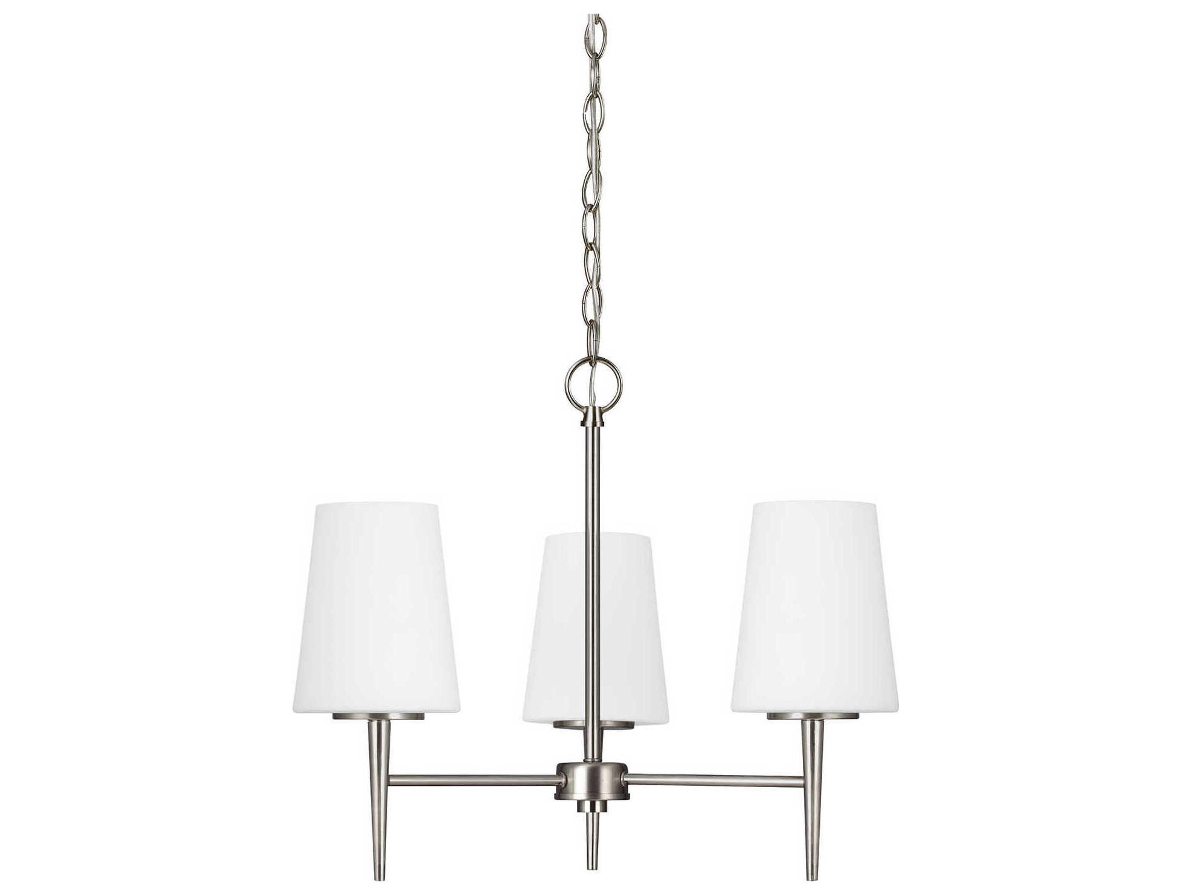 Driscoll 3-Light Brushed Nickel Glass Chandelier