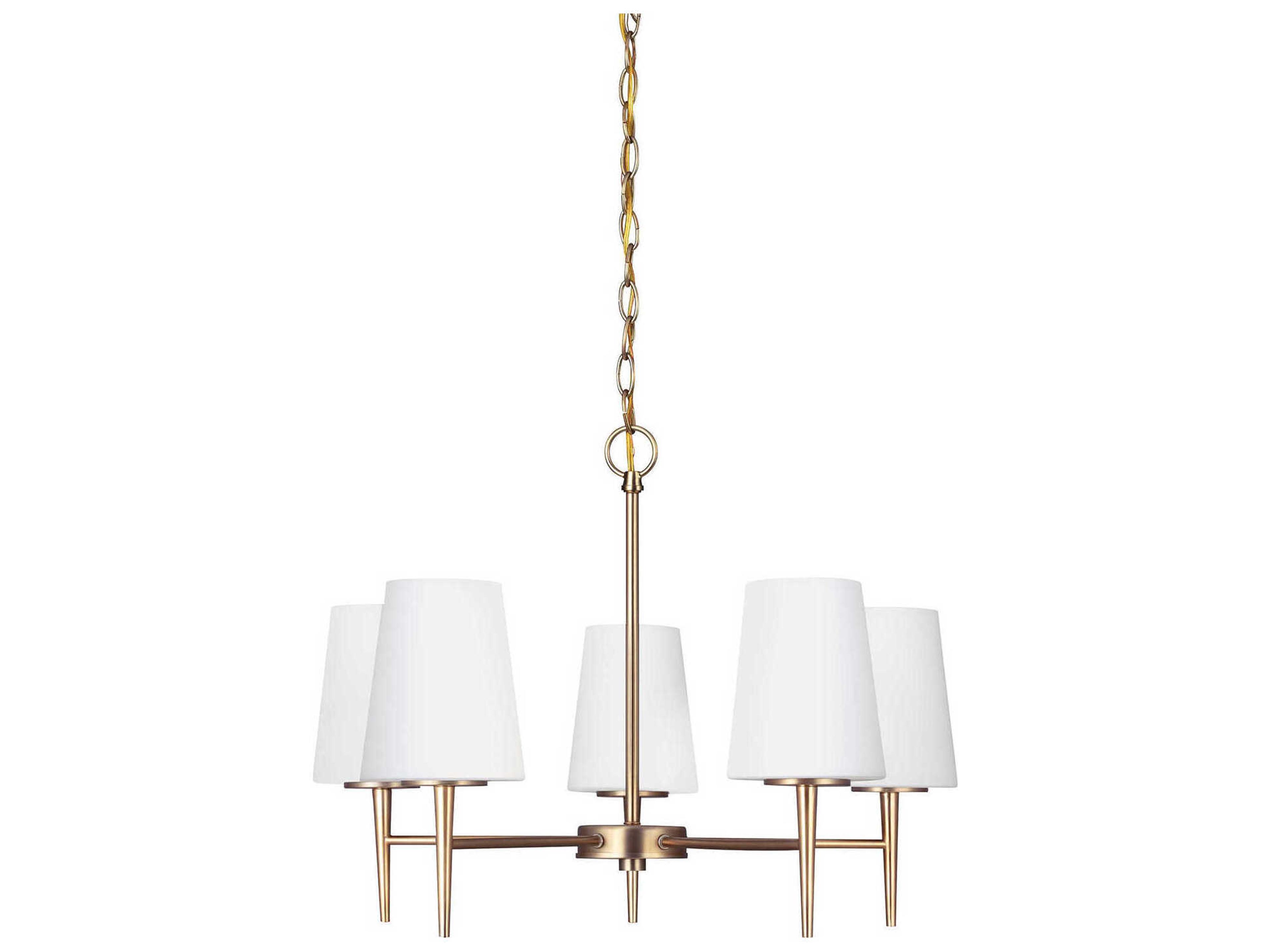 Driscoll 5-Light Satin Brass Glass Chandelier