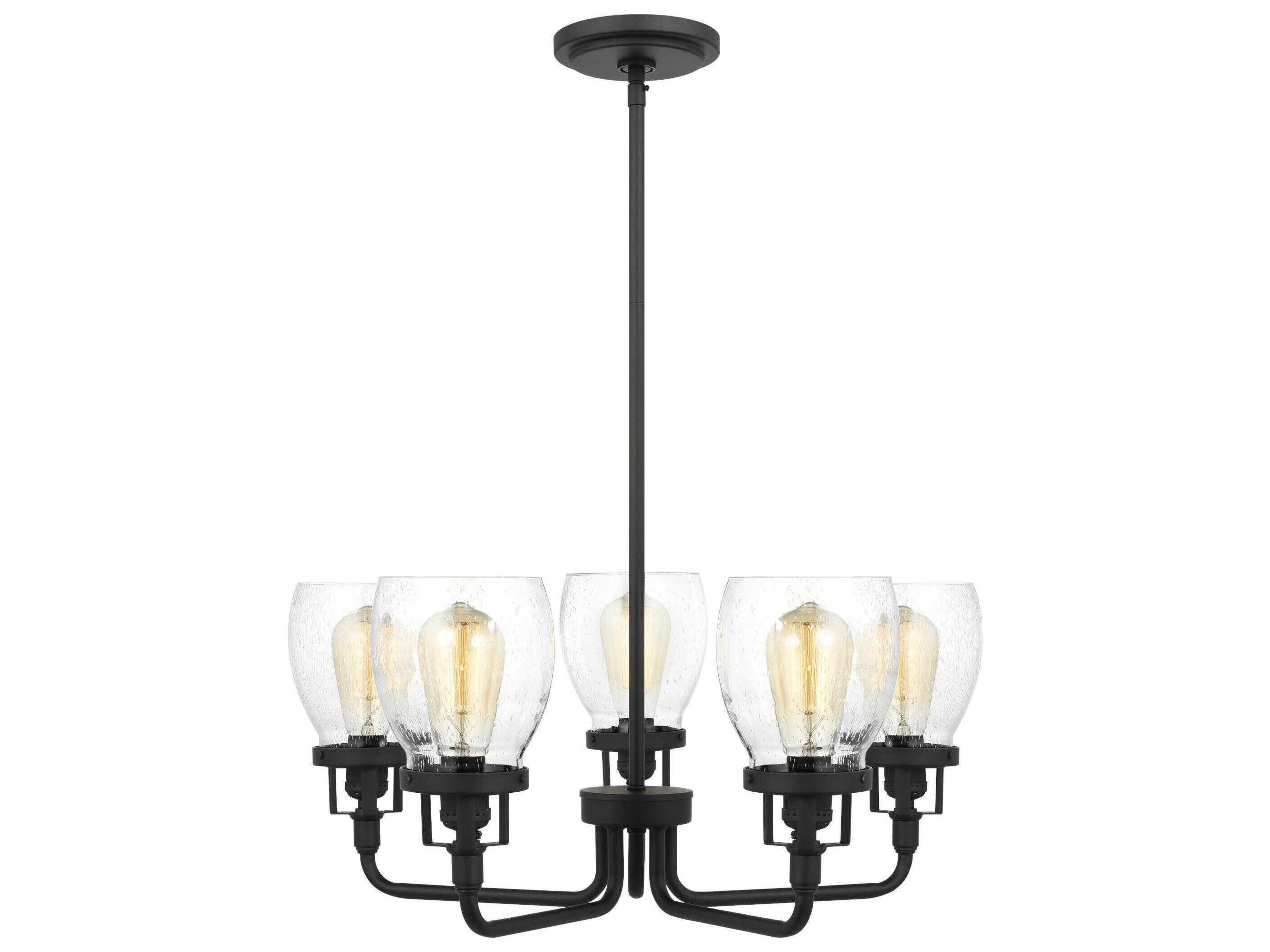 5-Light Belton Chandelier in Midnight Black with Clear Seeded Glass