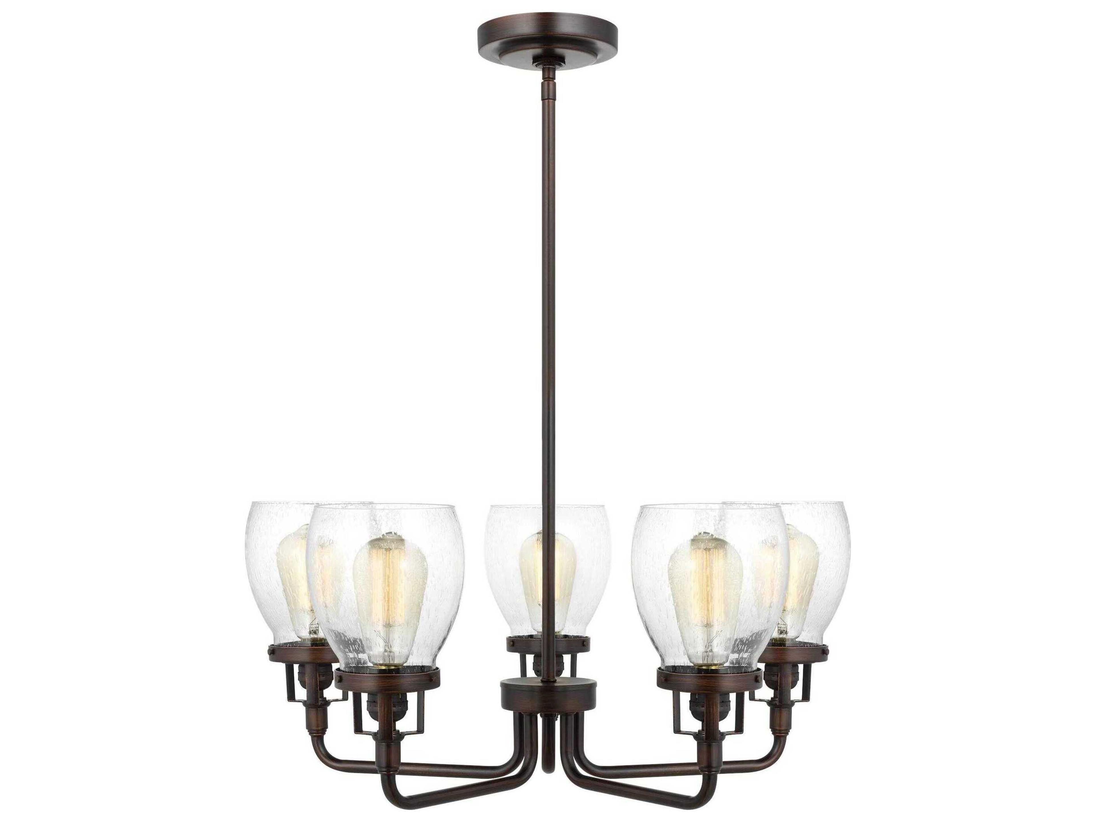 Belton 5-Light Bronze Glass Bell Chandelier