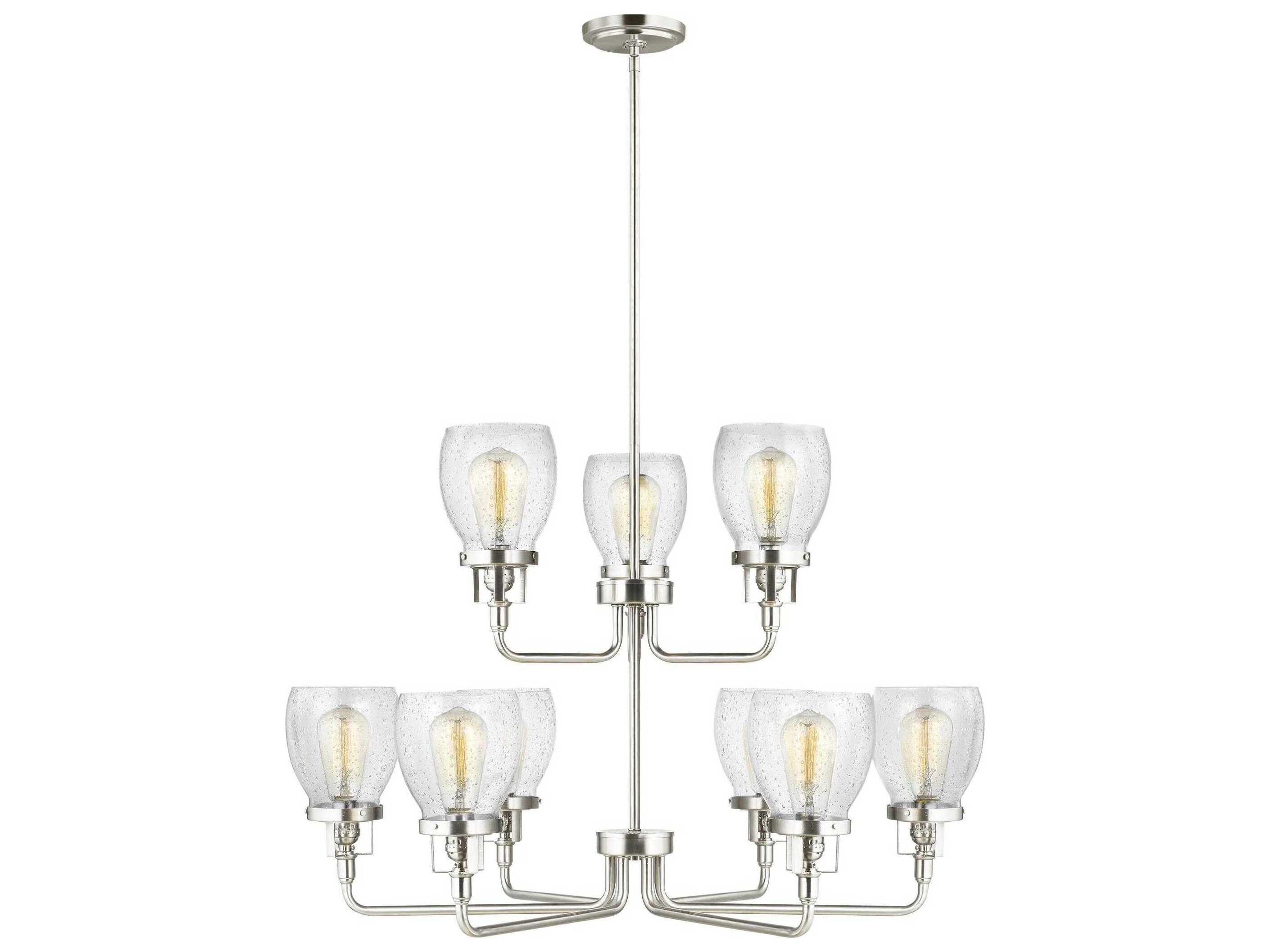 Belton 9-Light Brushed Nickel Glass Bell Tiered Chandelier