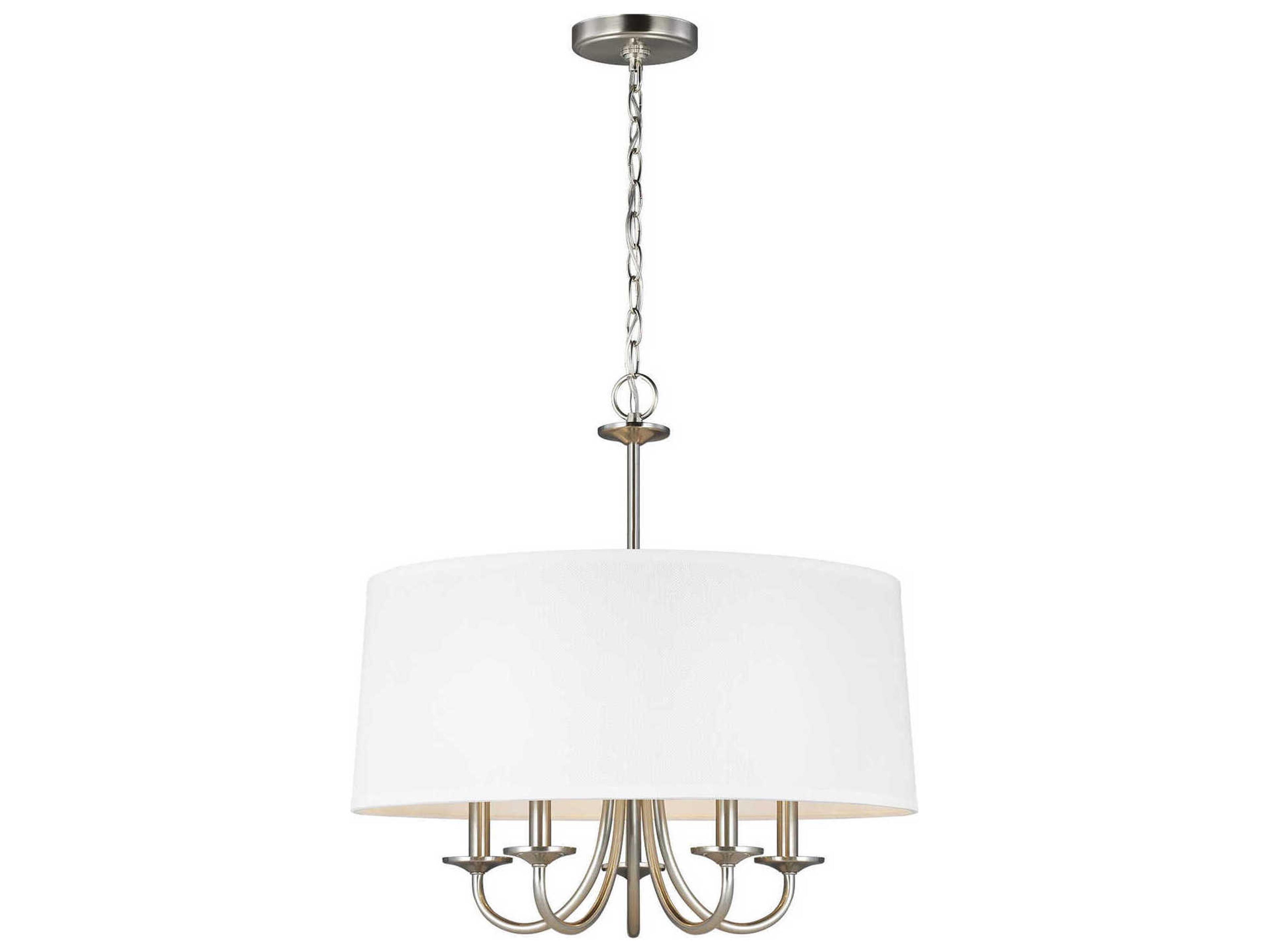 Seville 5-Light Brushed Nickel Glass Candelabra Drum Chandelier