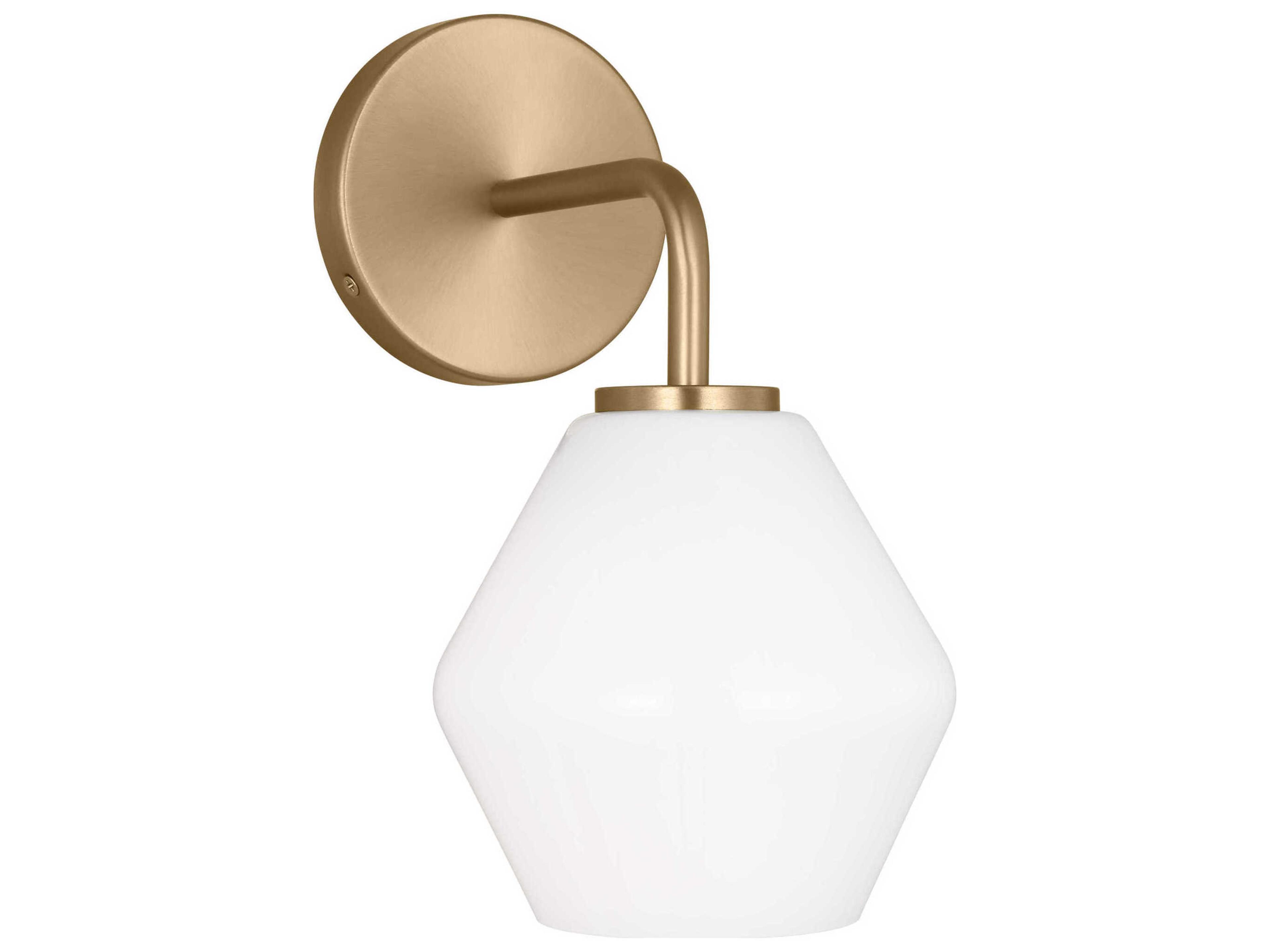 Jett 1-Light Wall Sconce in Satin Brass with Milk Glass