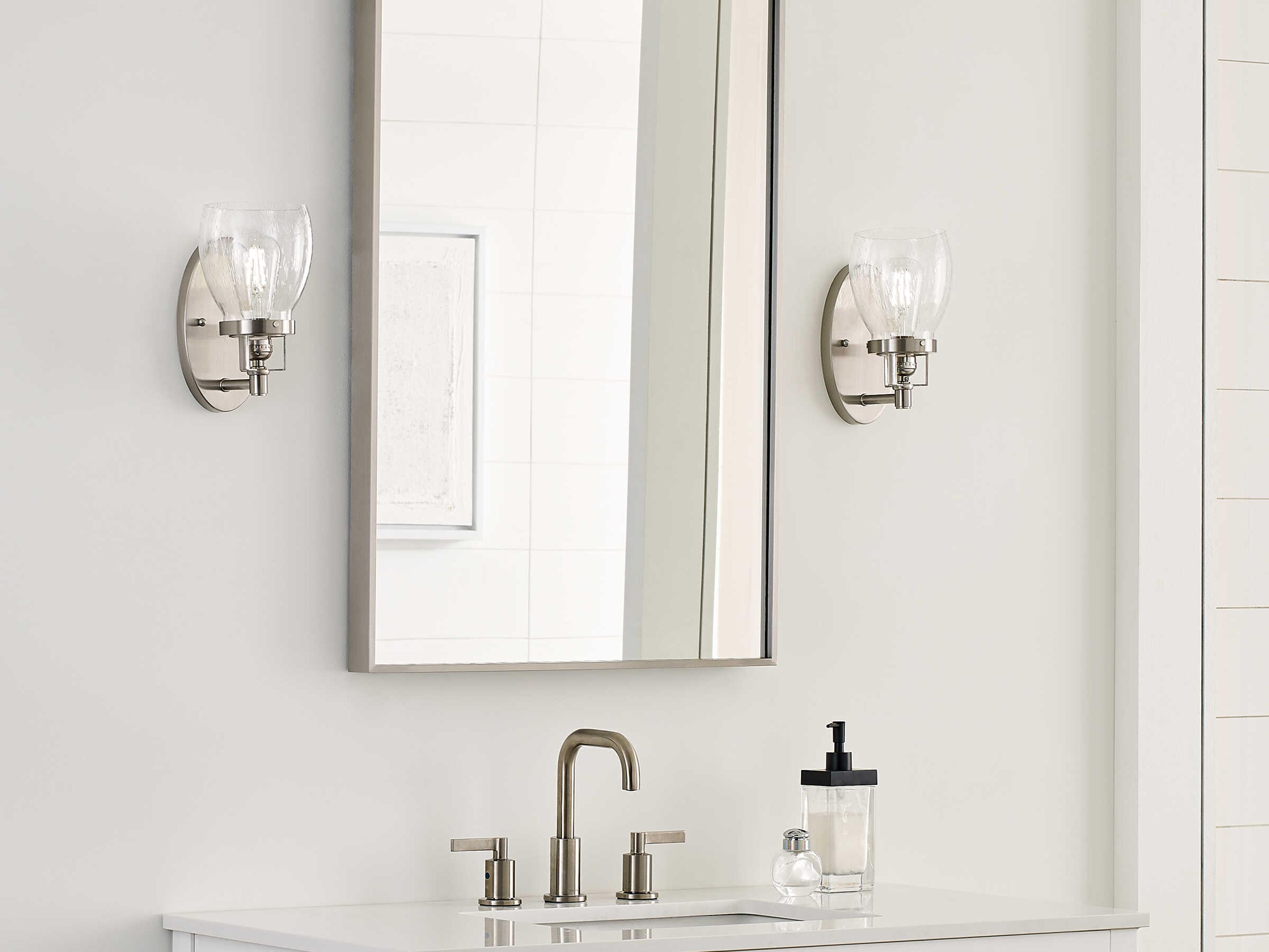 Generation Lighting Belton 1-Light Brushed Nickel Glass Wall Sconce