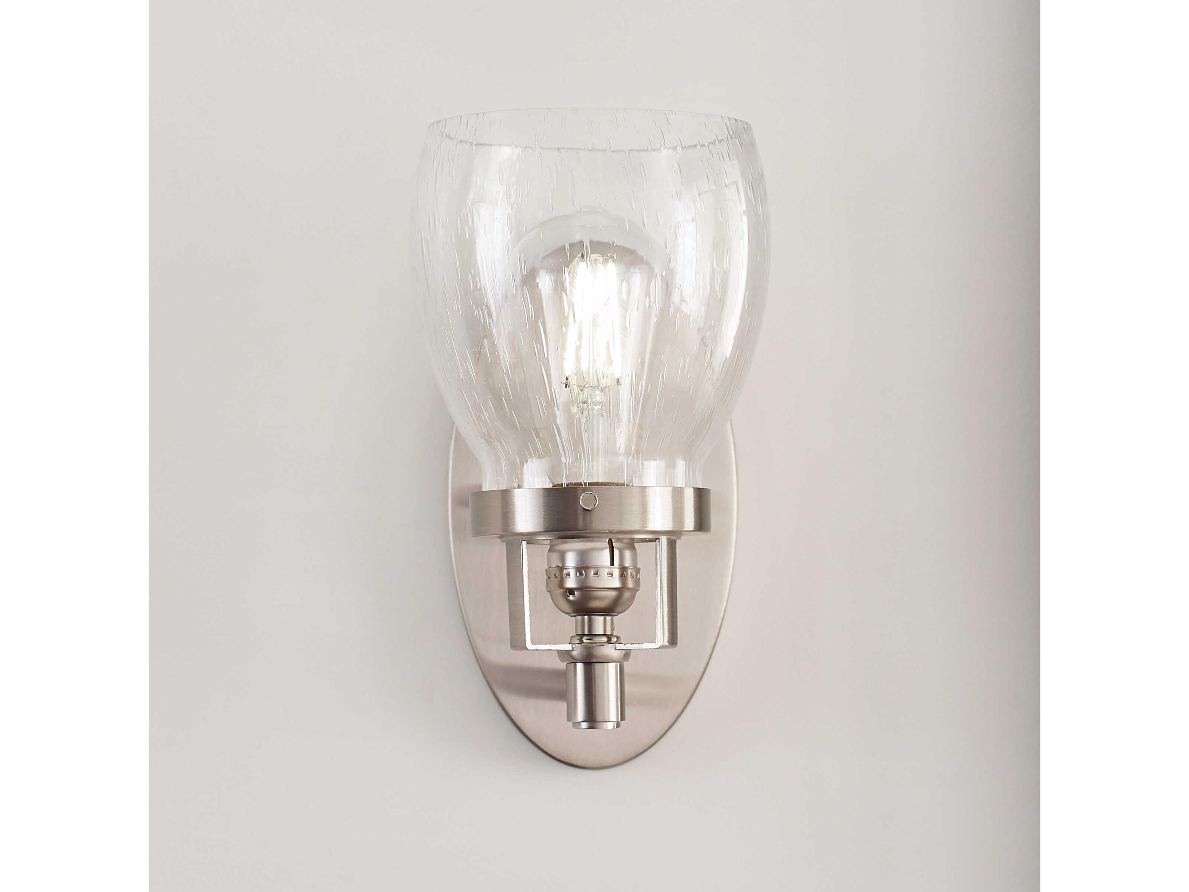 Generation Lighting Belton 1-Light Brushed Nickel Glass Wall Sconce