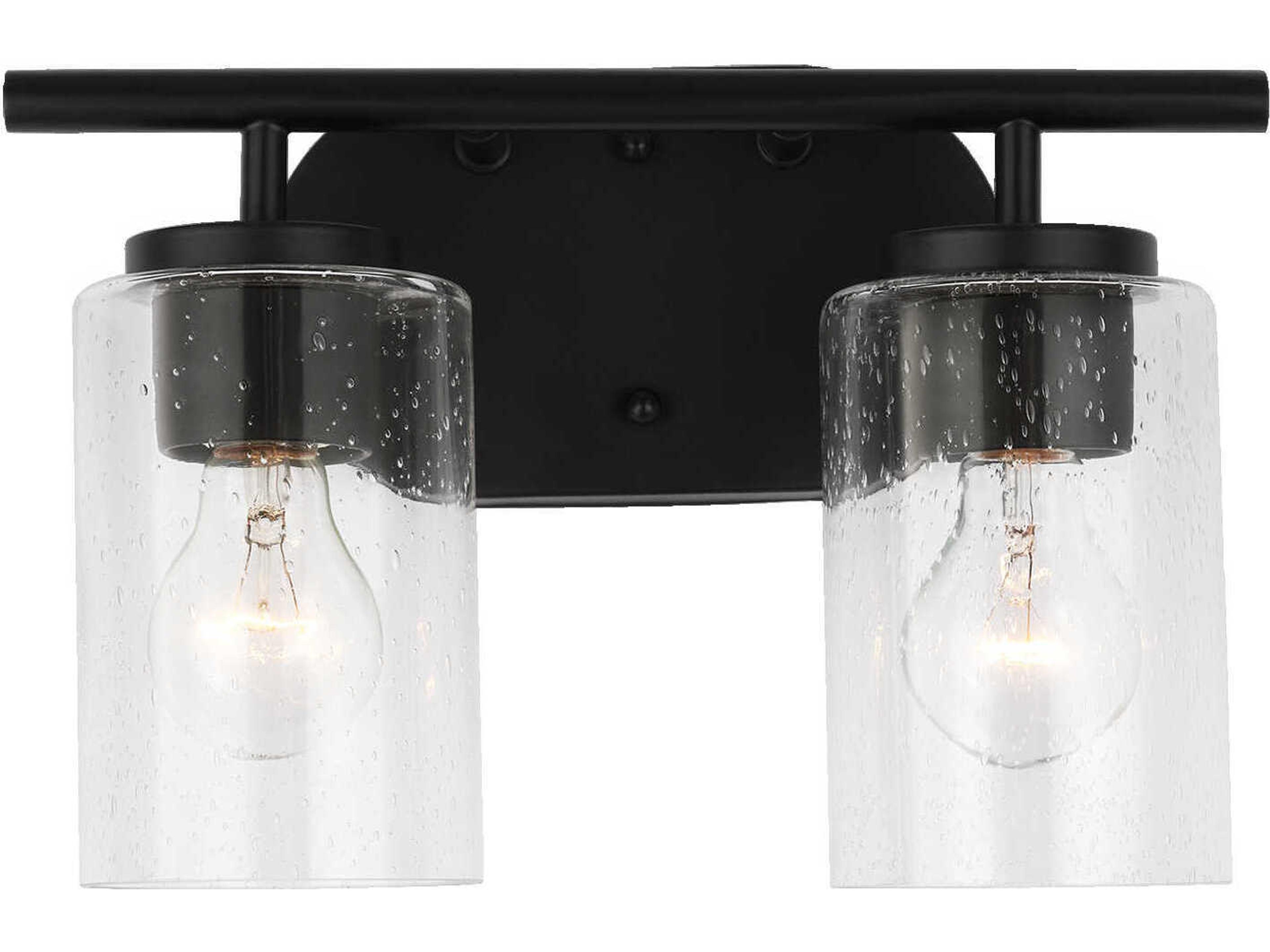Oslo 2-Light Midnight Black Glass Vanity Light