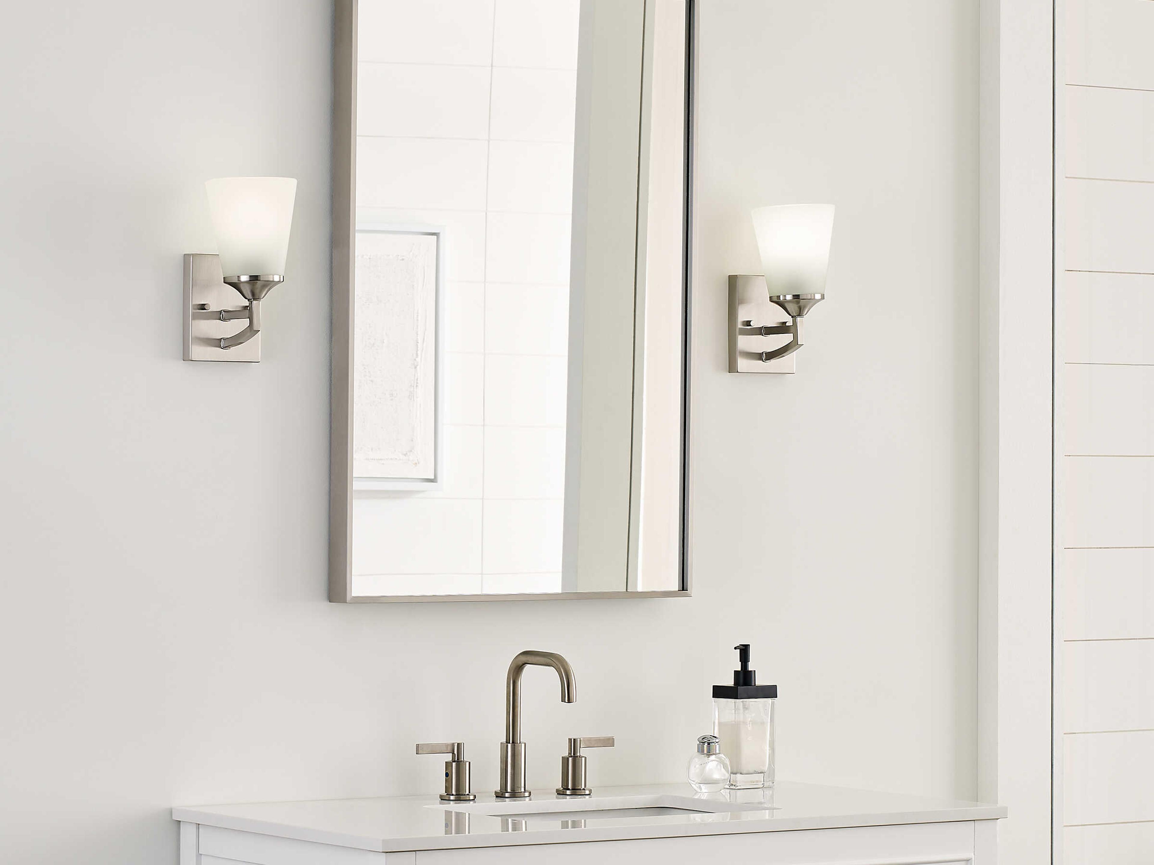 Generation Lighting Hanford 1-Light Brushed Nickel Glass Wall Sconce