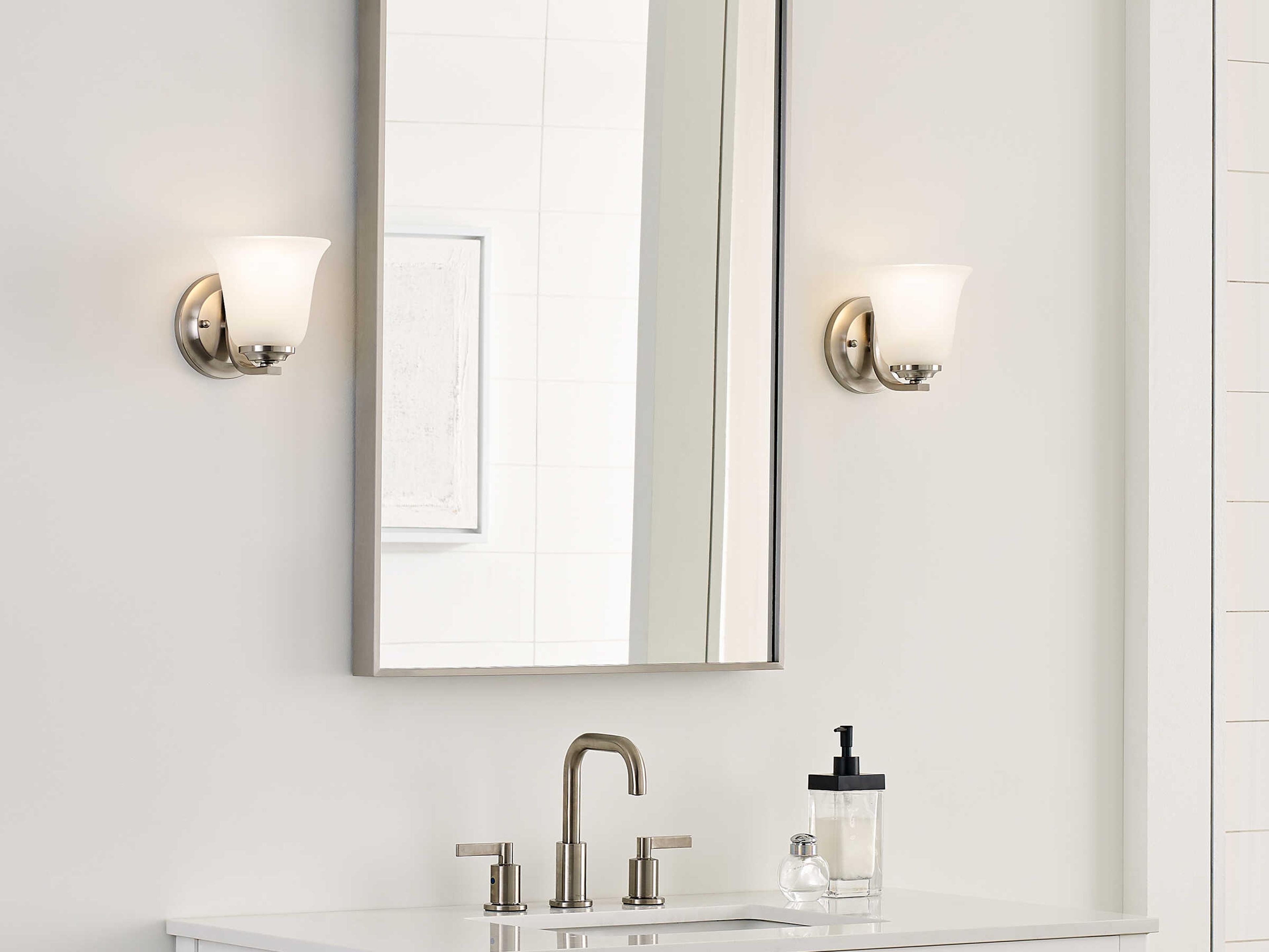 Generation Lighting Emmons 1-Light Brushed Nickel Glass Wall Sconce