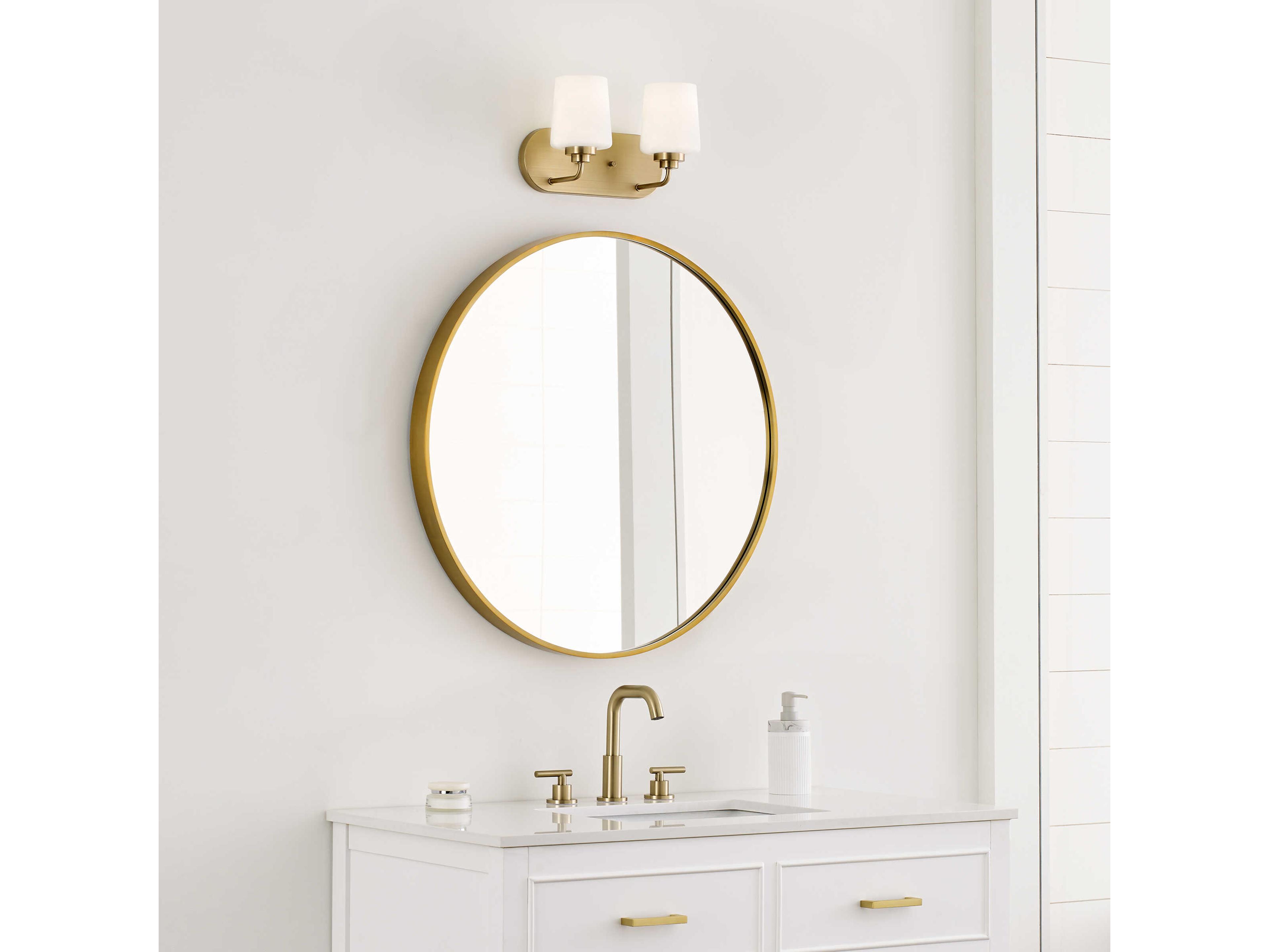 Generation Lighting Windom 2-Light Satin Brass Glass Vanity Light