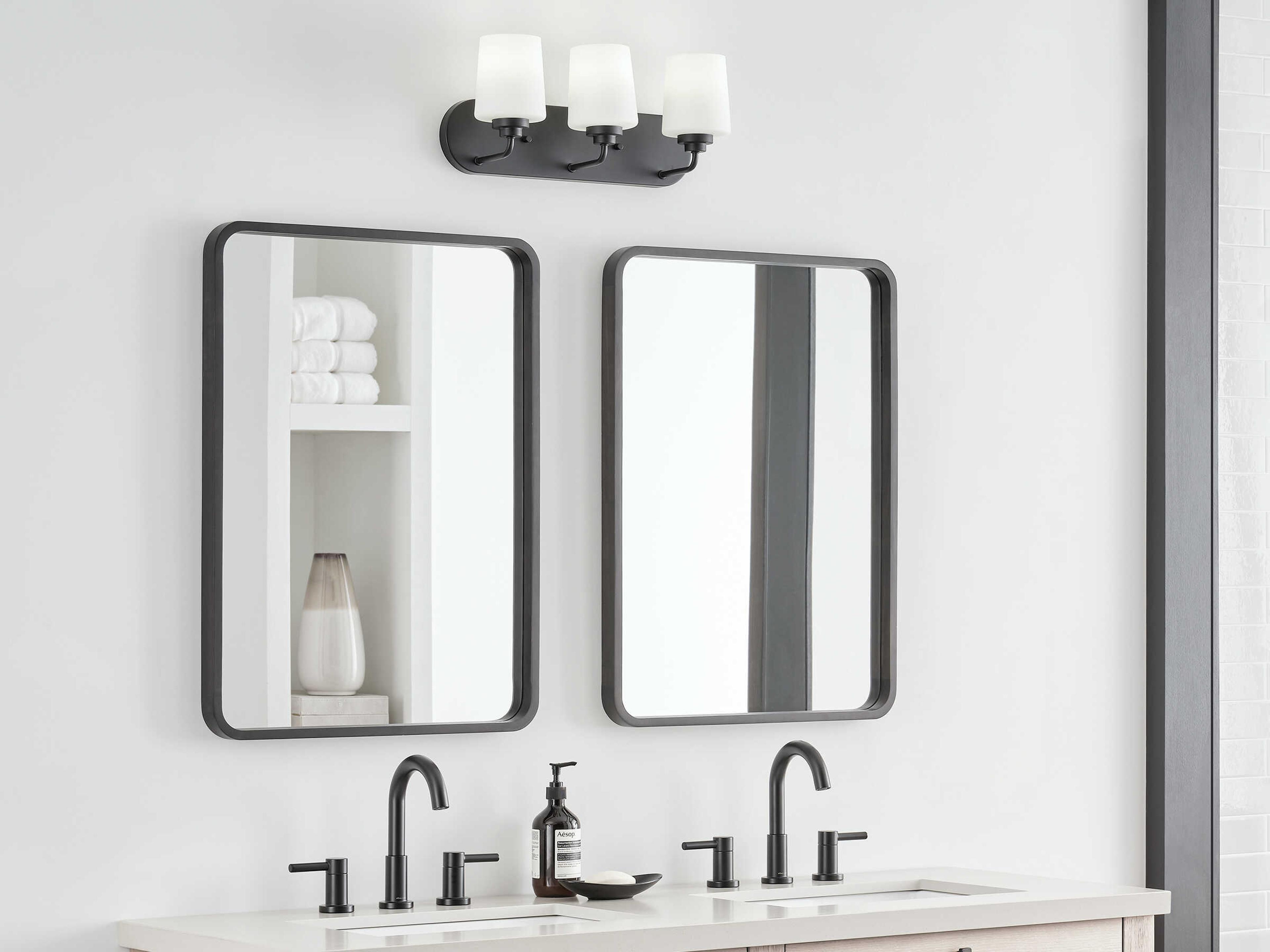 Generation Lighting Windom 3-Light Midnight Black Glass Vanity Light