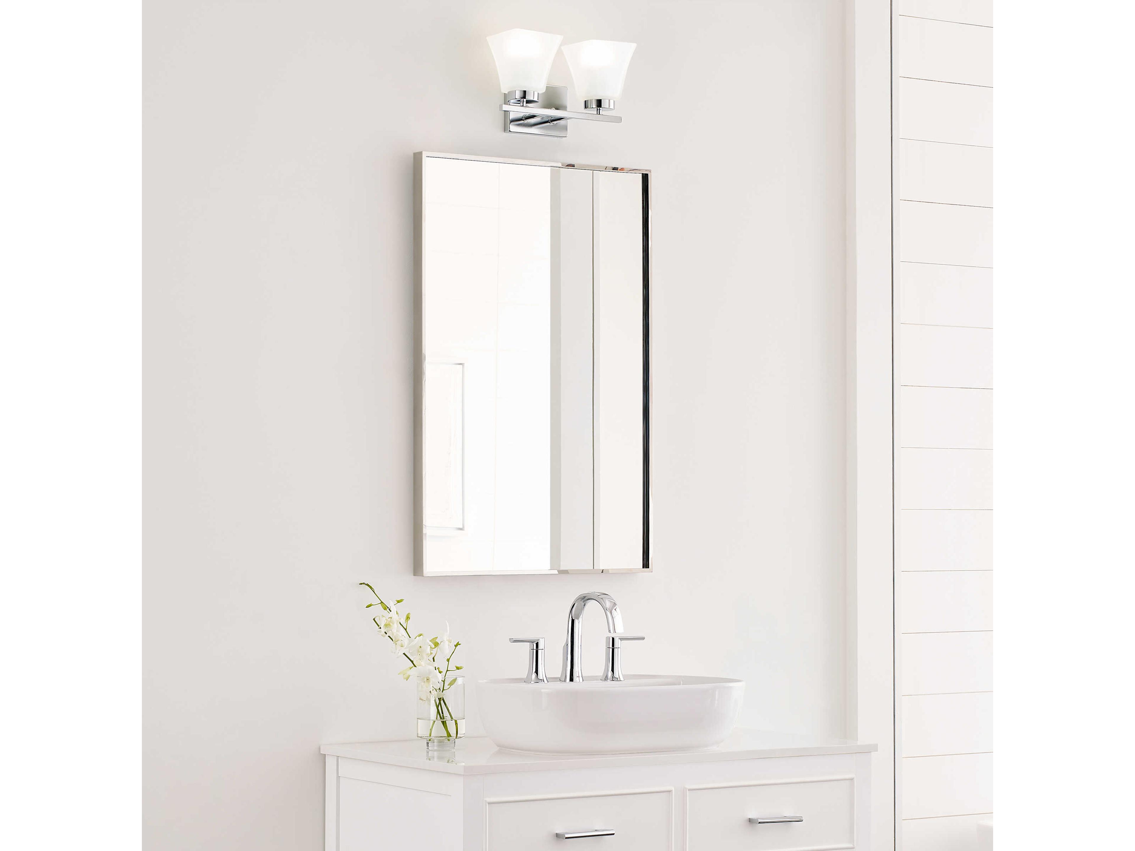 Generation Lighting Bayfield 2-Light Chrome Glass Vanity Light