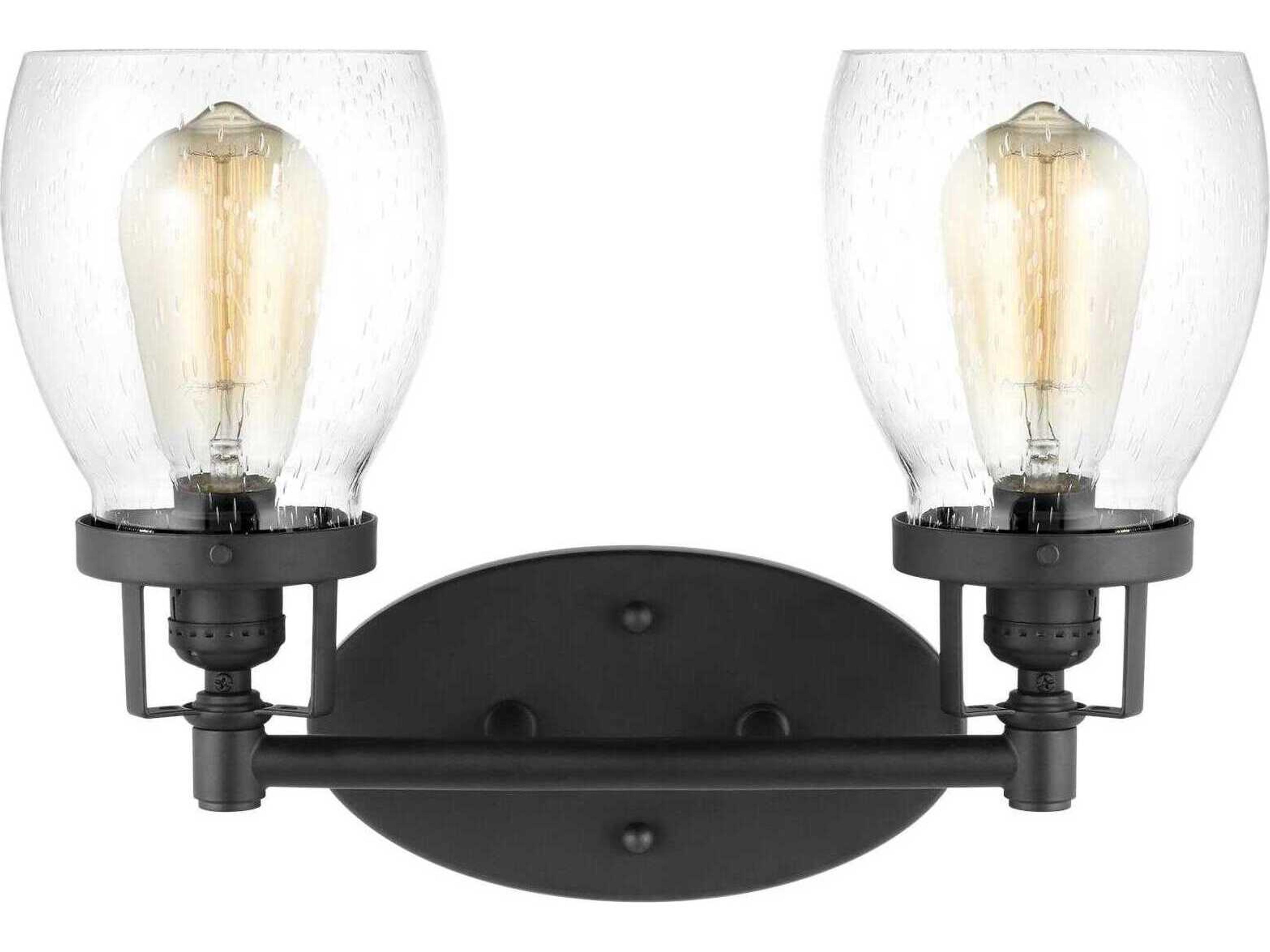 Belton 2-Light Midnight Black Glass Vanity Light