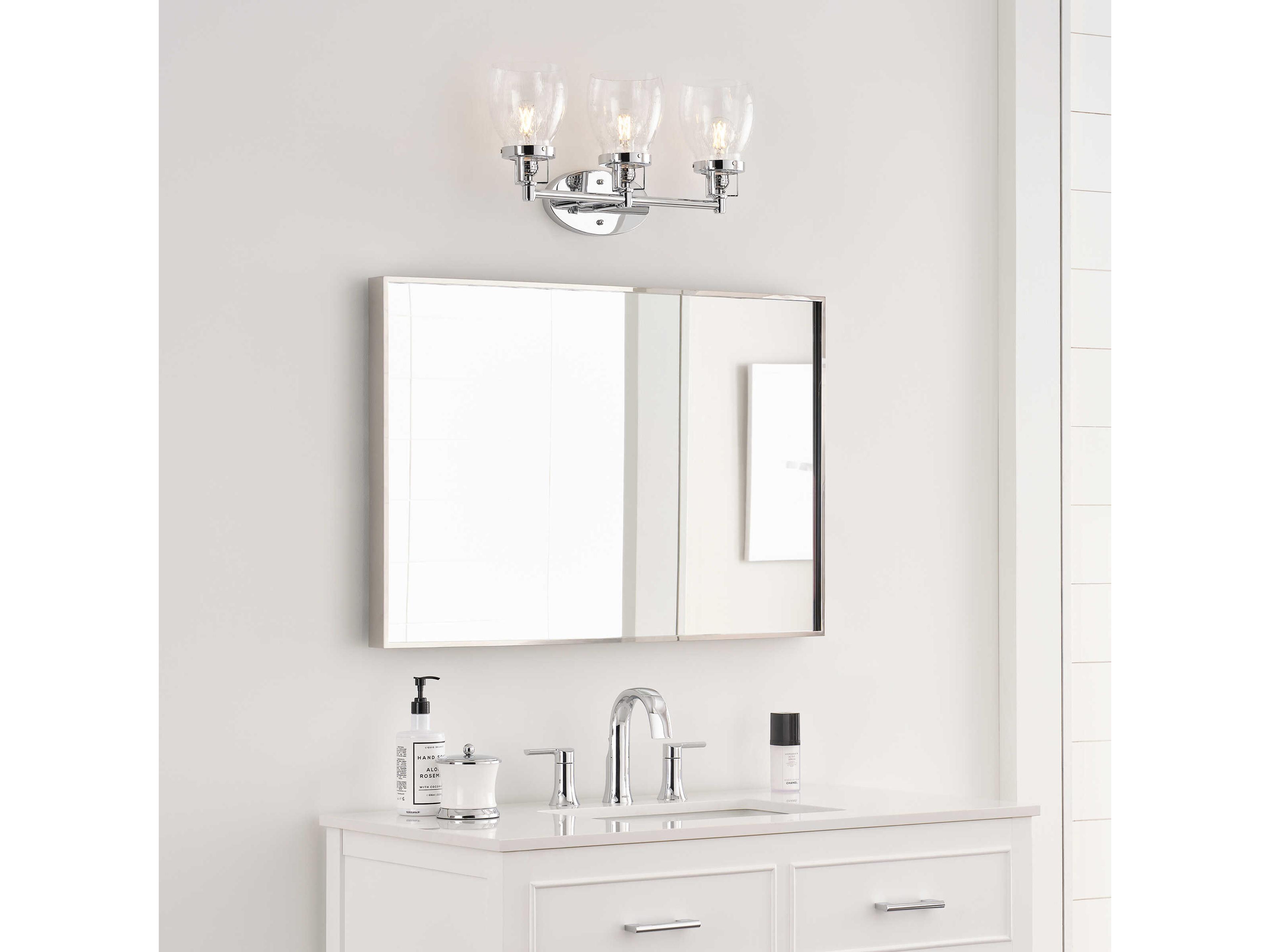 Generation Lighting Belton 3-Light Chrome Glass Vanity Light