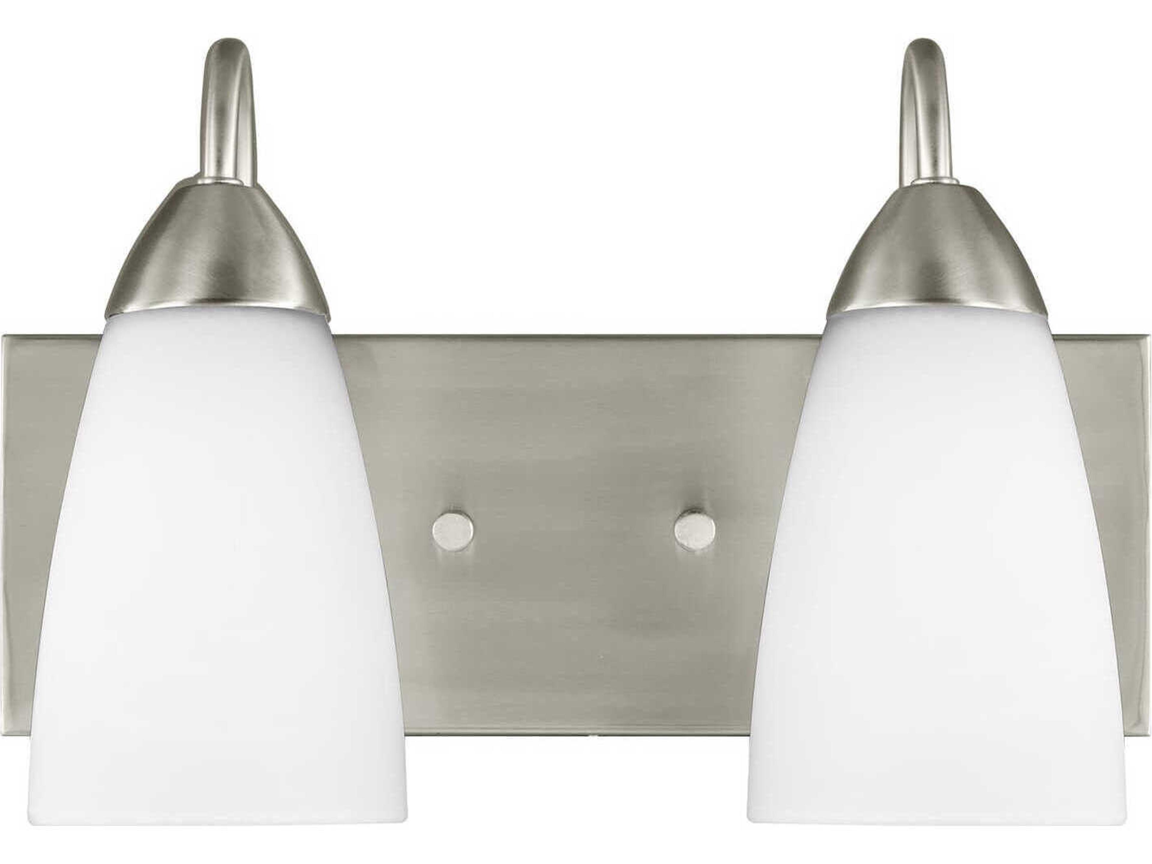 Seville 2-Light Brushed Nickel Glass Vanity Light