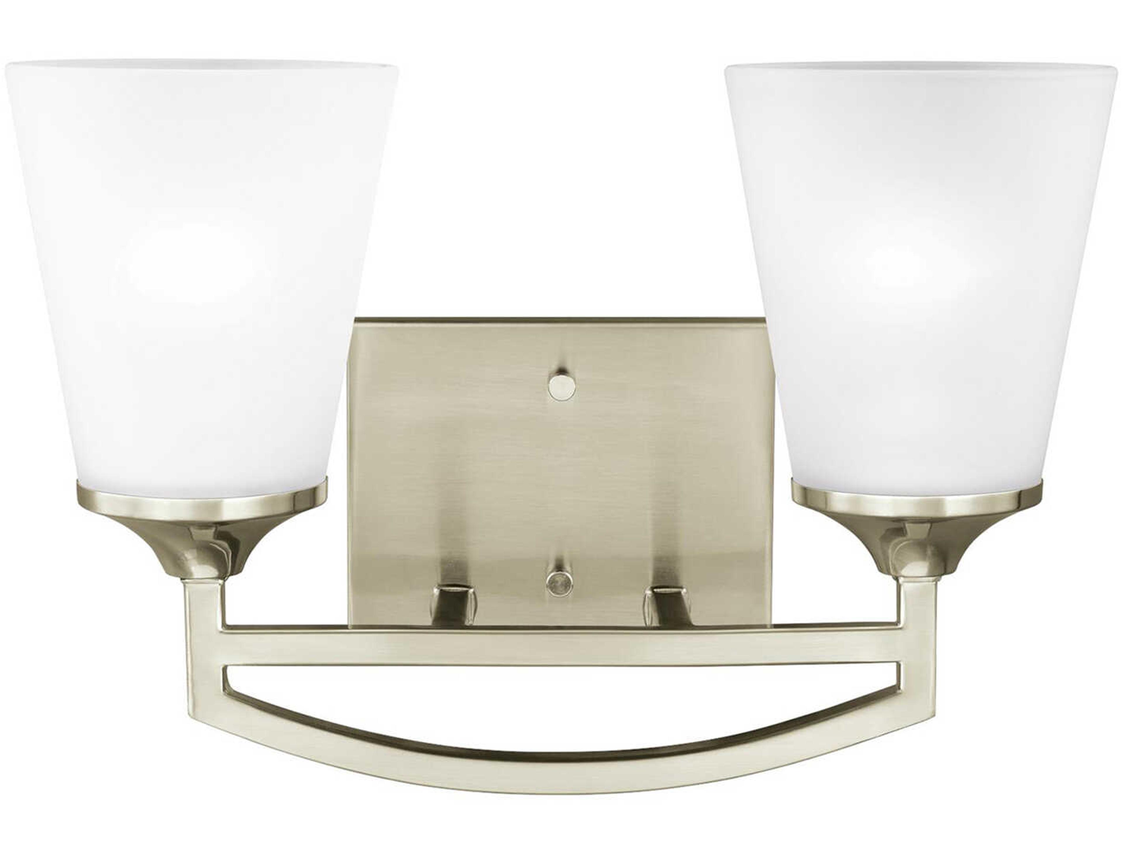 Hanford 2-Light Brushed Nickel Glass Vanity Light