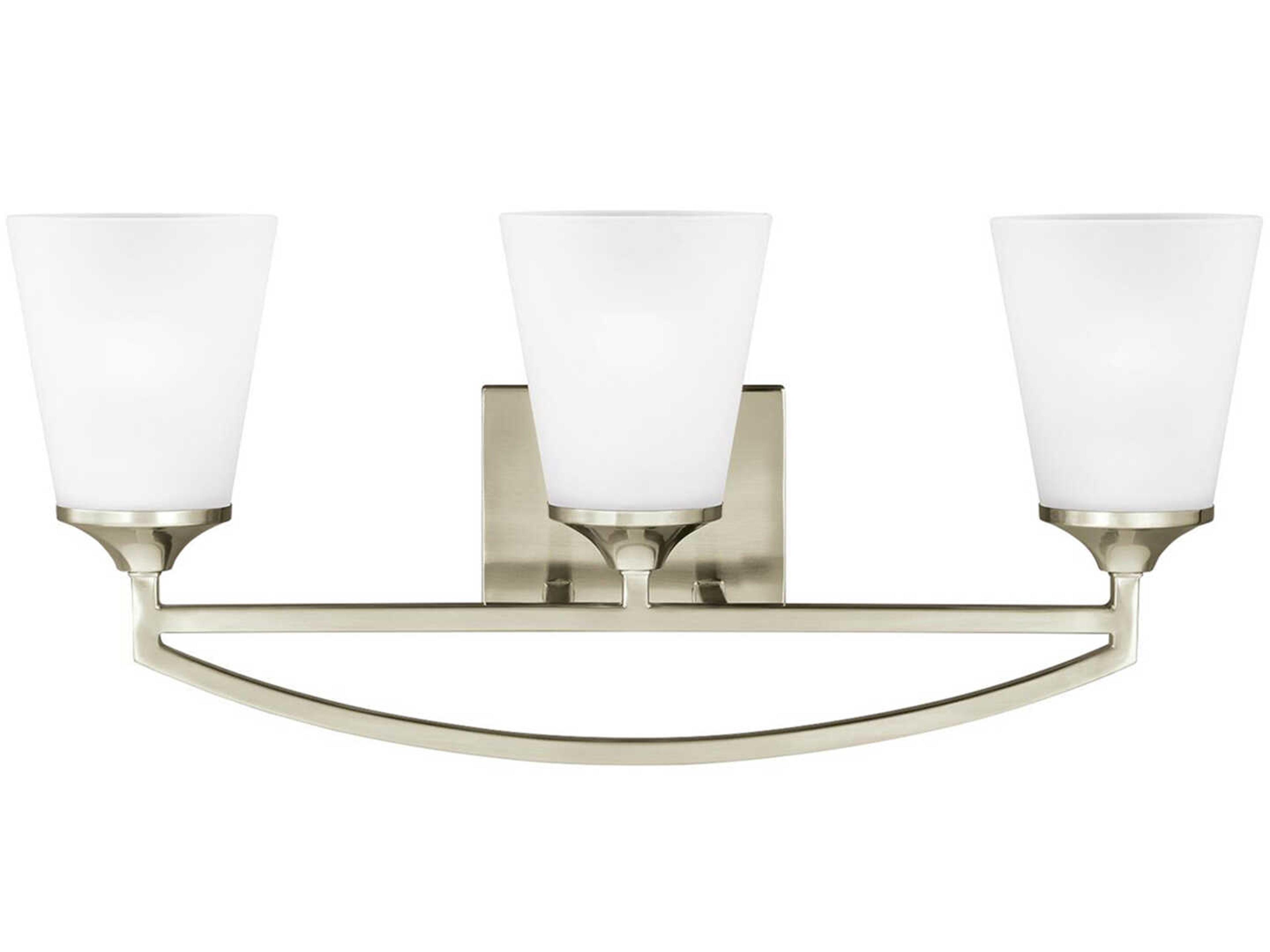 Hanford 3-Light Brushed Nickel Glass Vanity Light
