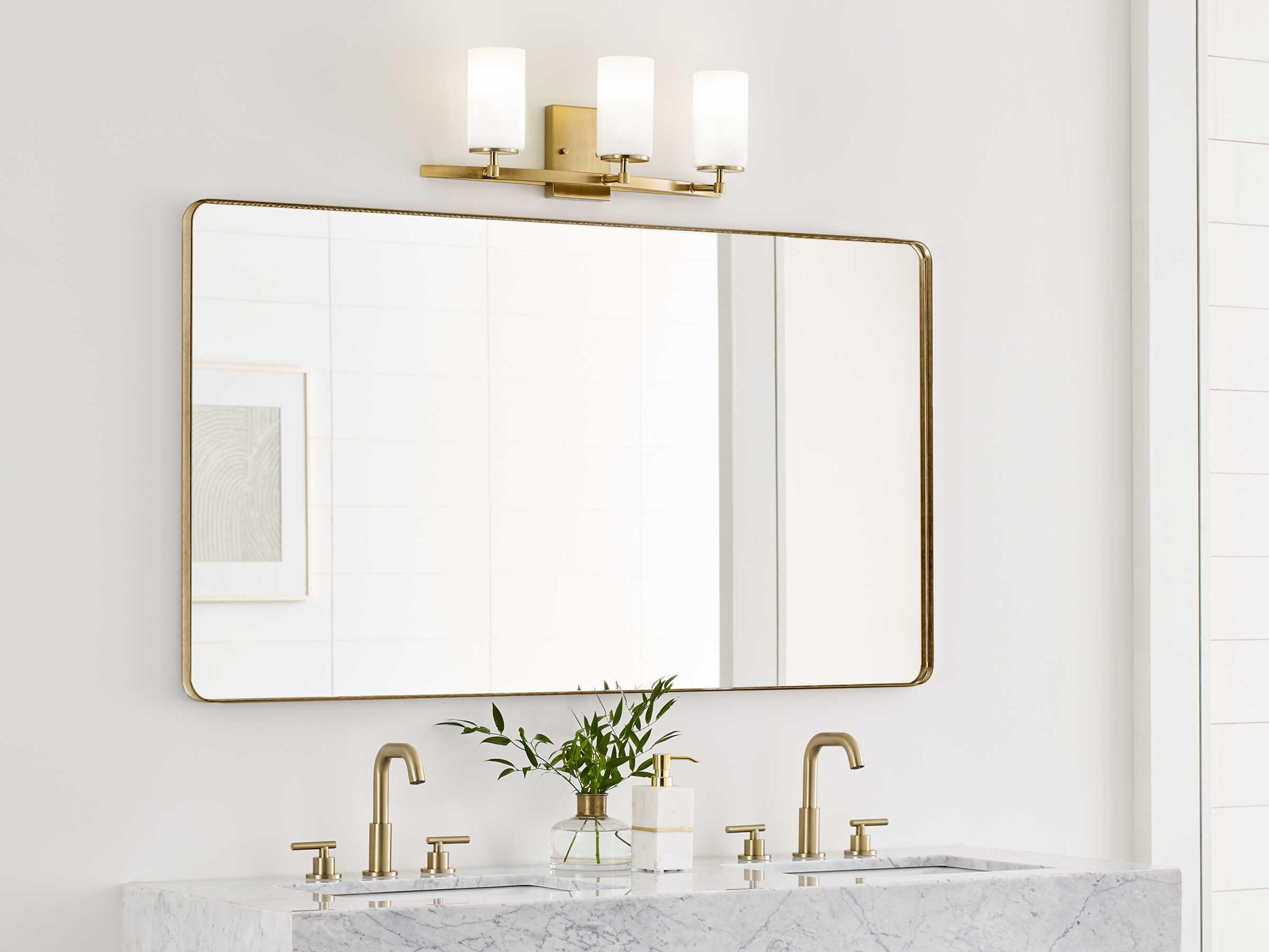 Generation Lighting Alturas 3-Light Satin Brass Glass Vanity Light
