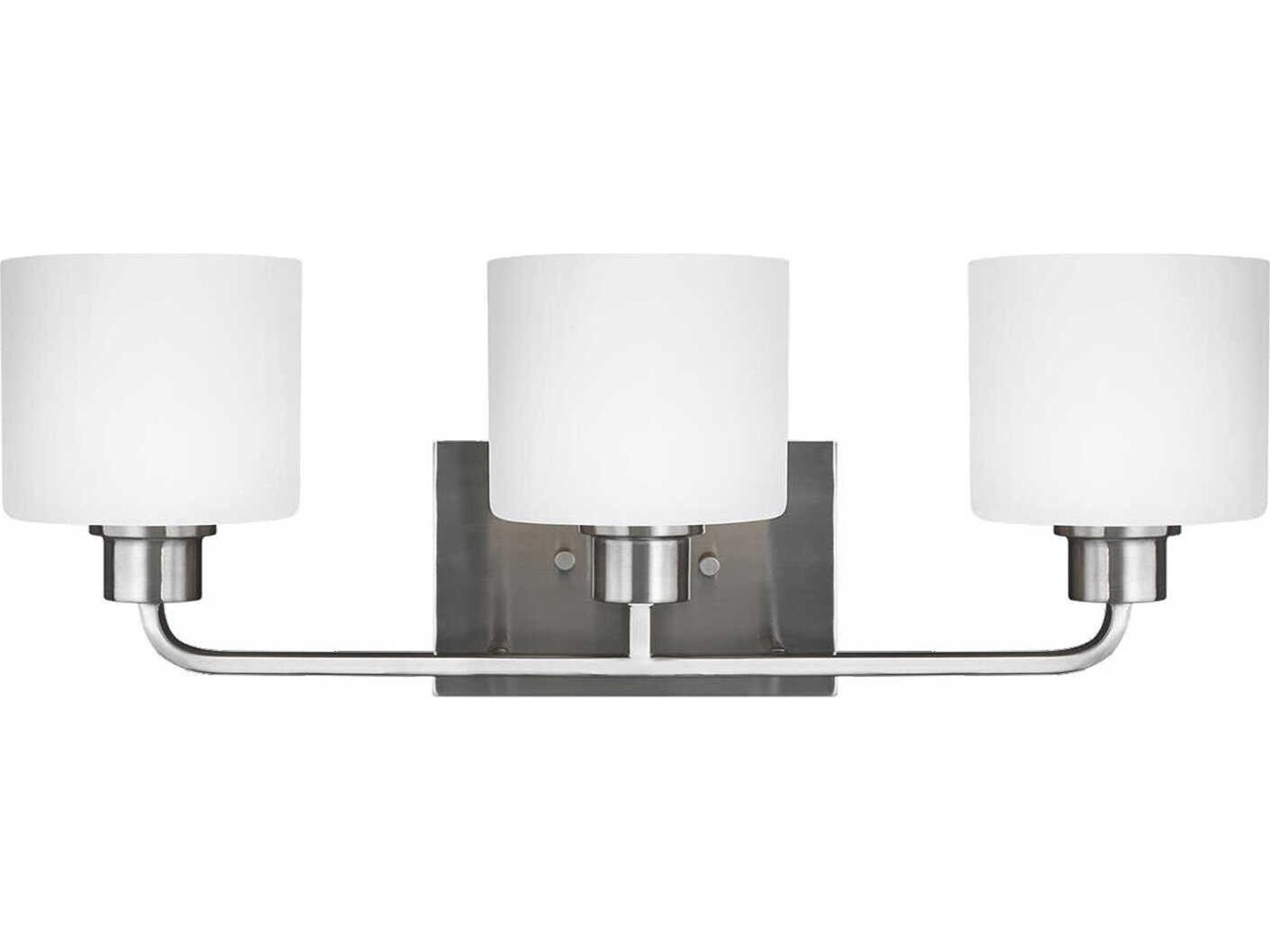 Canfield 3-Light Brushed Nickel Glass Vanity Light