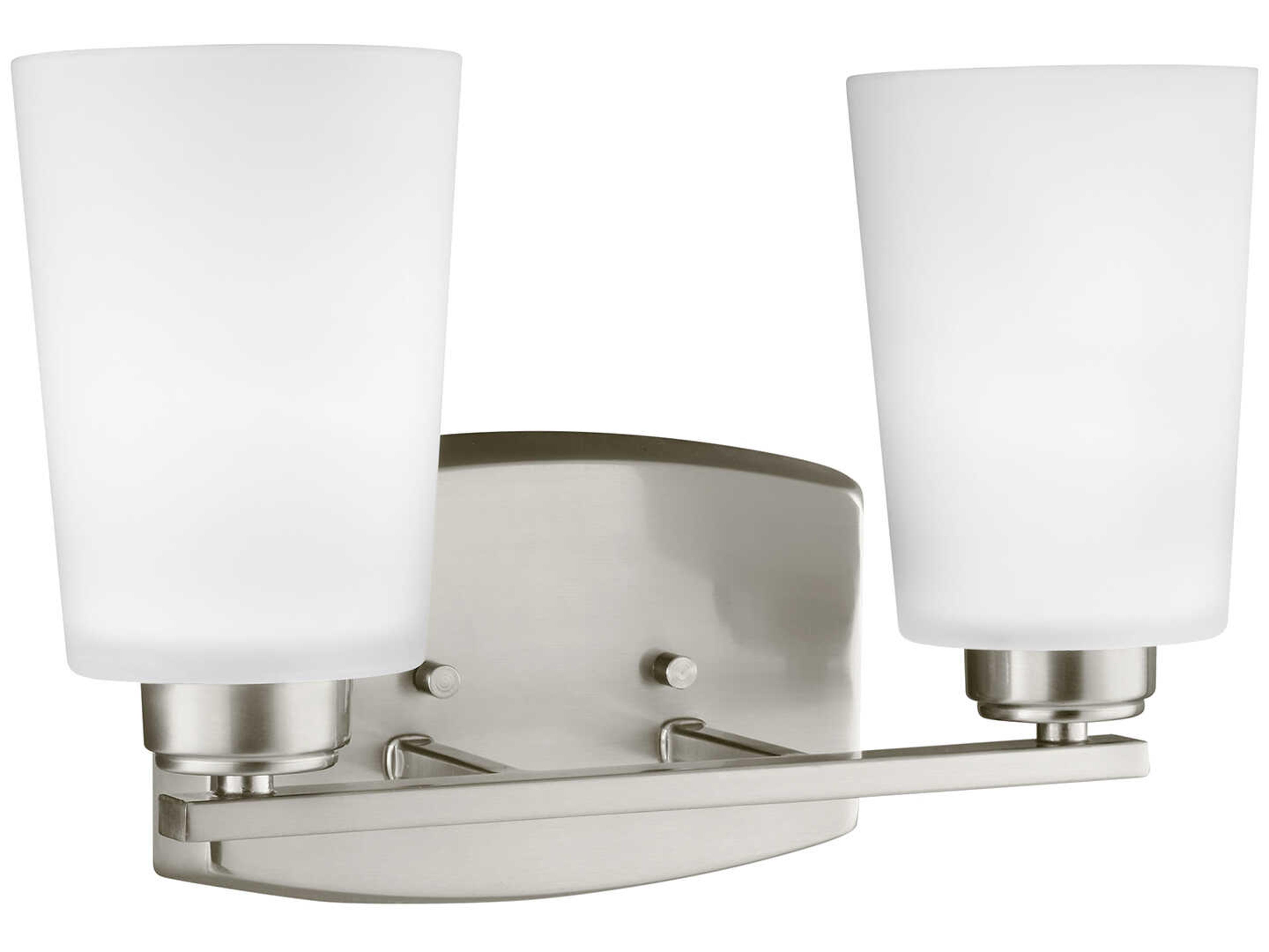 Franport 2-Light Brushed Nickel Glass Vanity Light