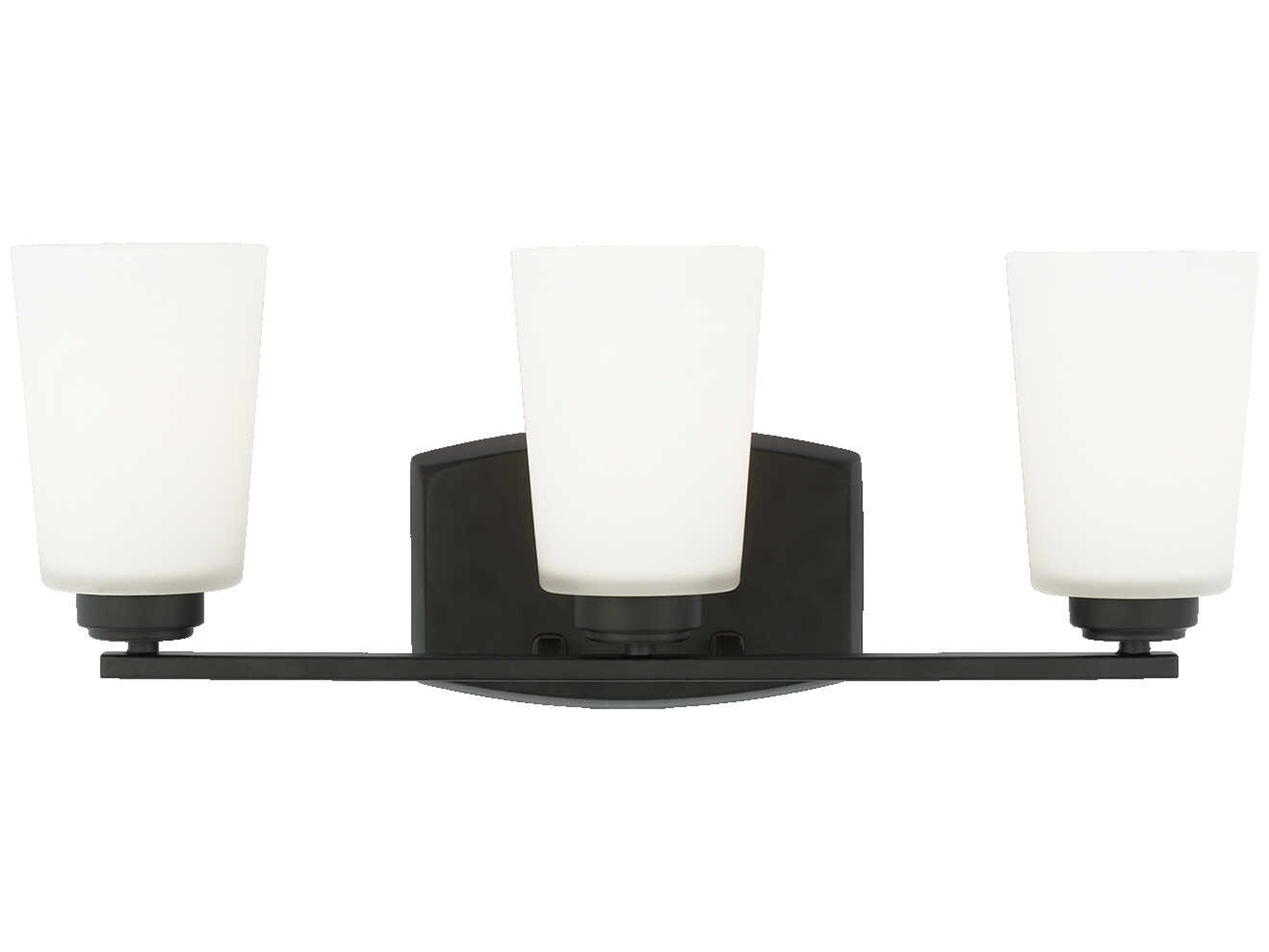 Franport 3-Light Midnight Black Glass Vanity Light