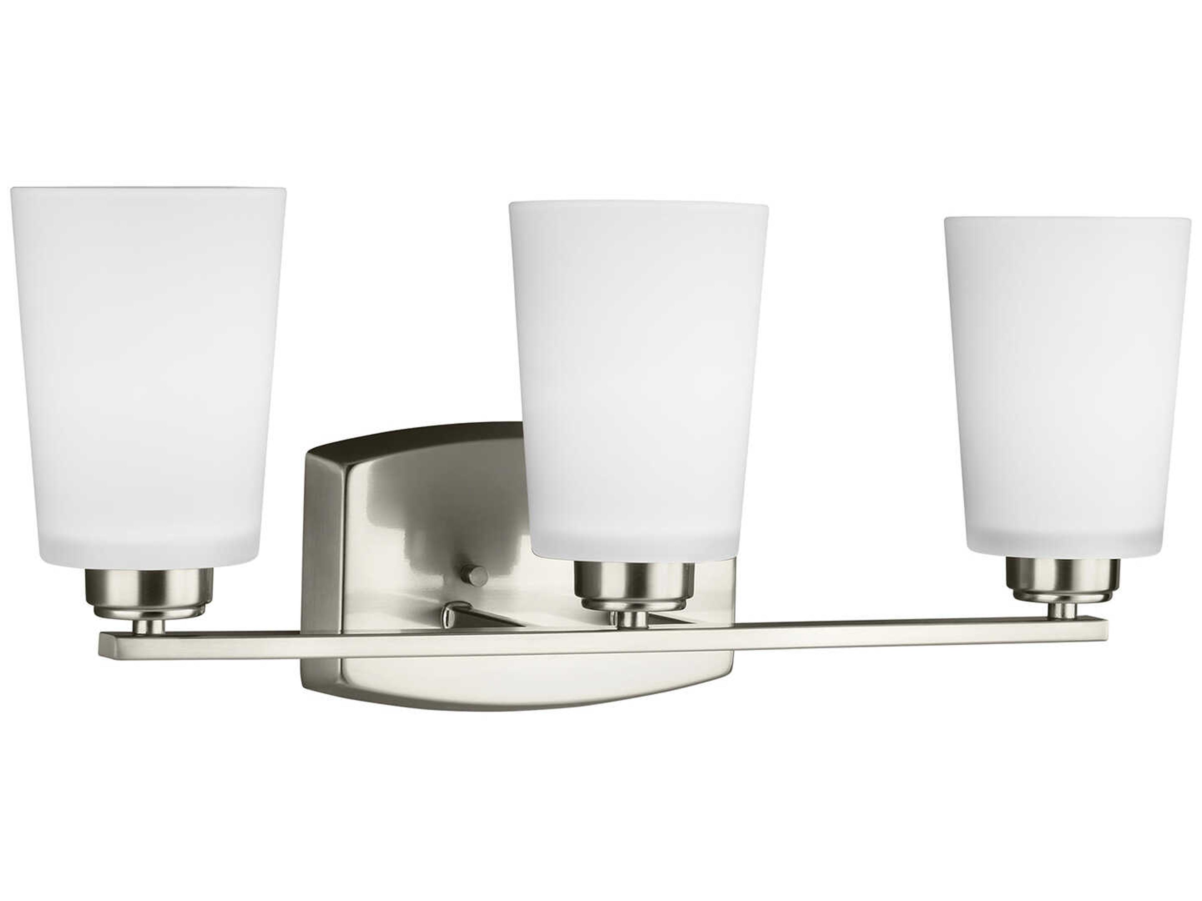 Franport 3-Light Brushed Nickel Glass Vanity Light
