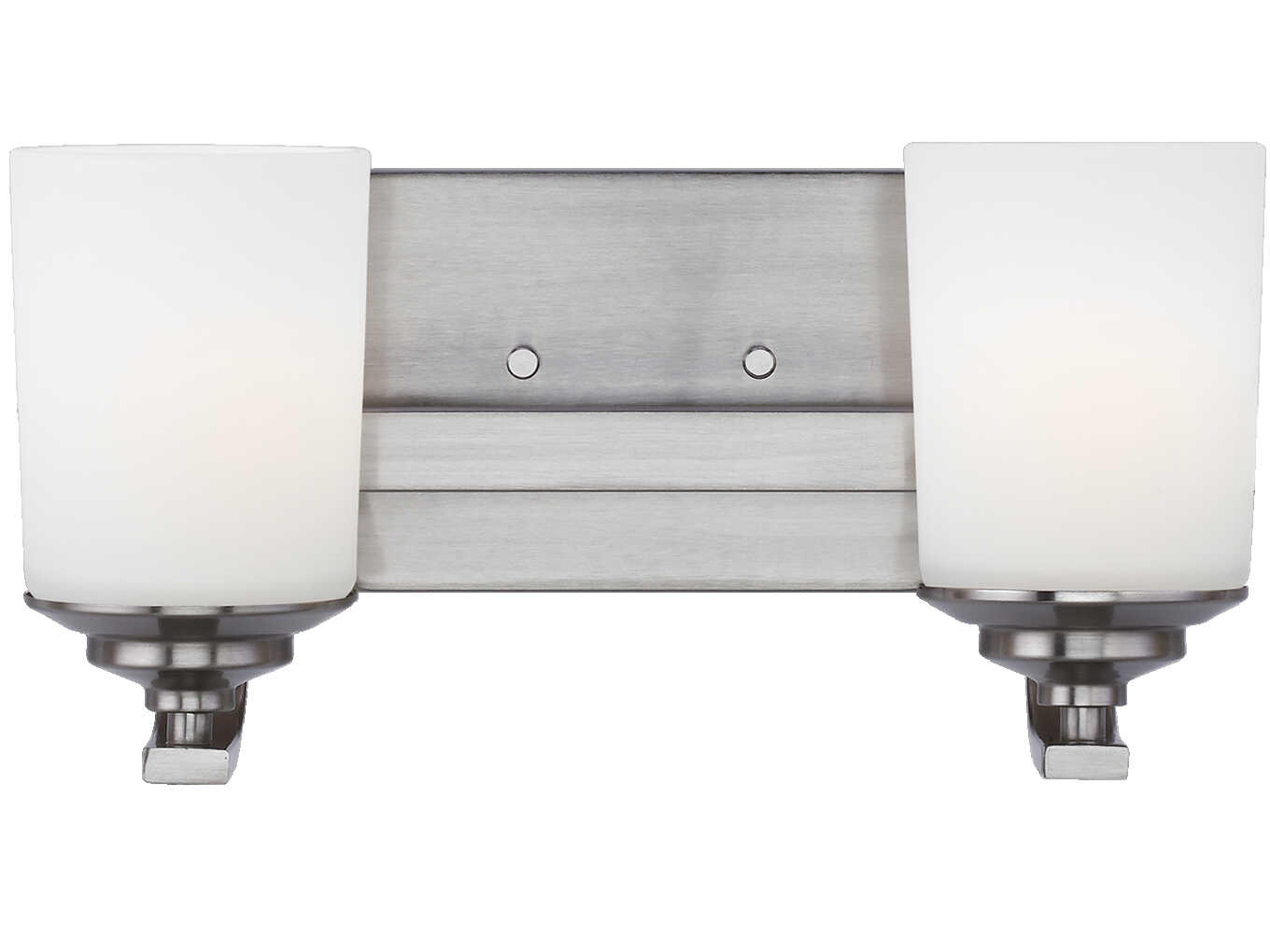 Kemal 2-Light Brushed Nickel Glass Vanity Light