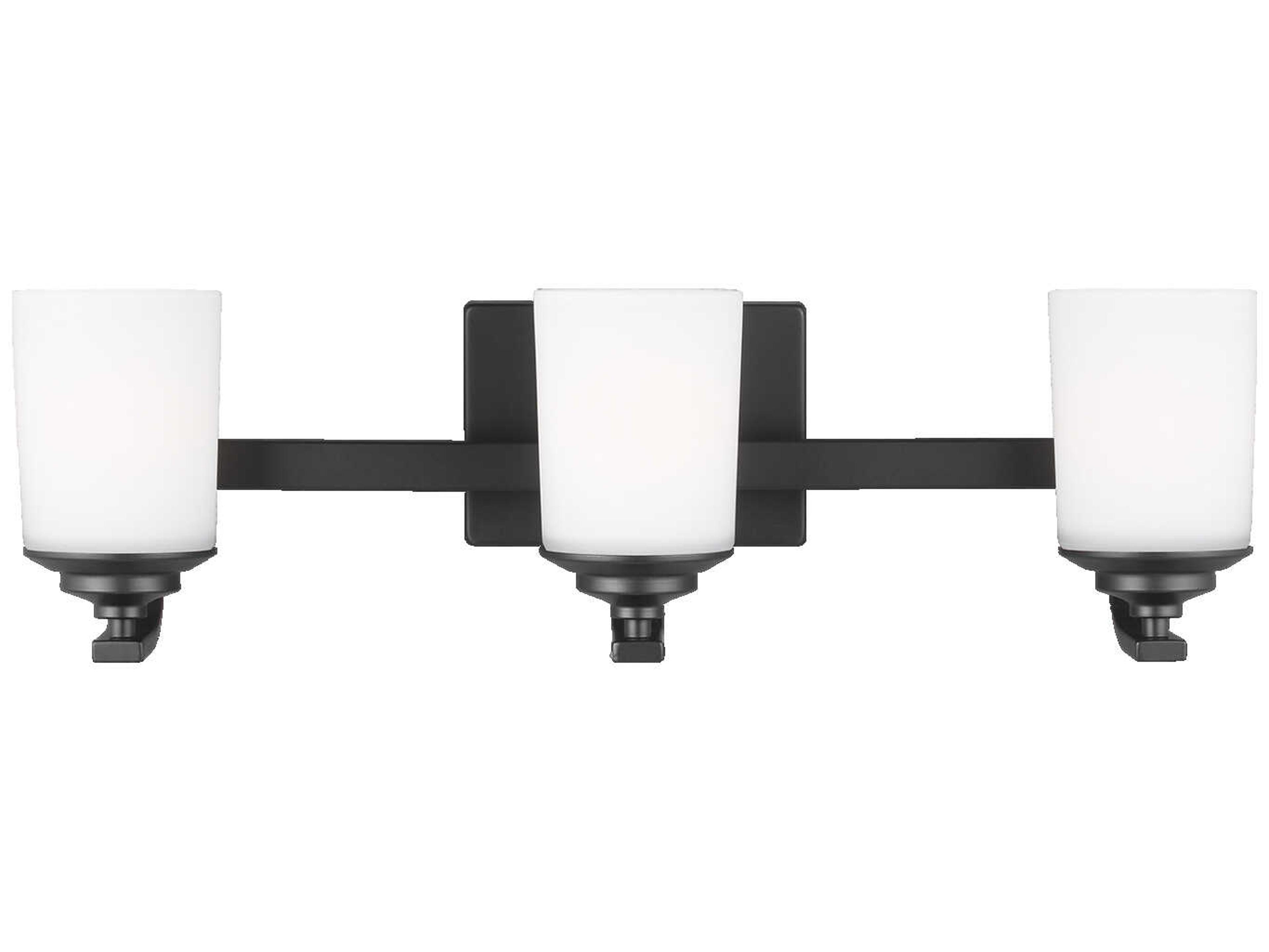 Kemal 3-Light Midnight Black Glass Vanity Light