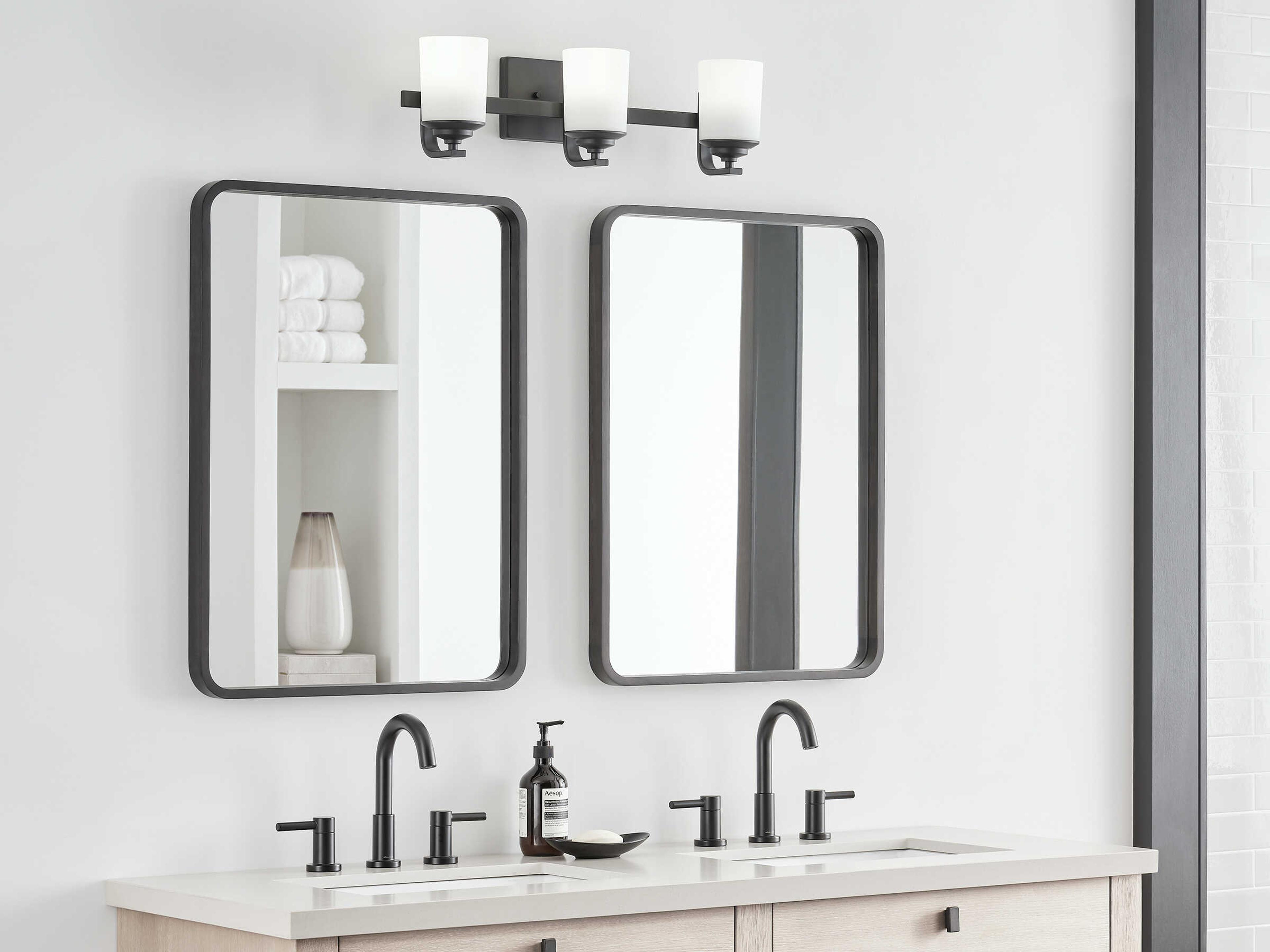 Generation Lighting Kemal 3-Light Midnight Black Glass Vanity Light