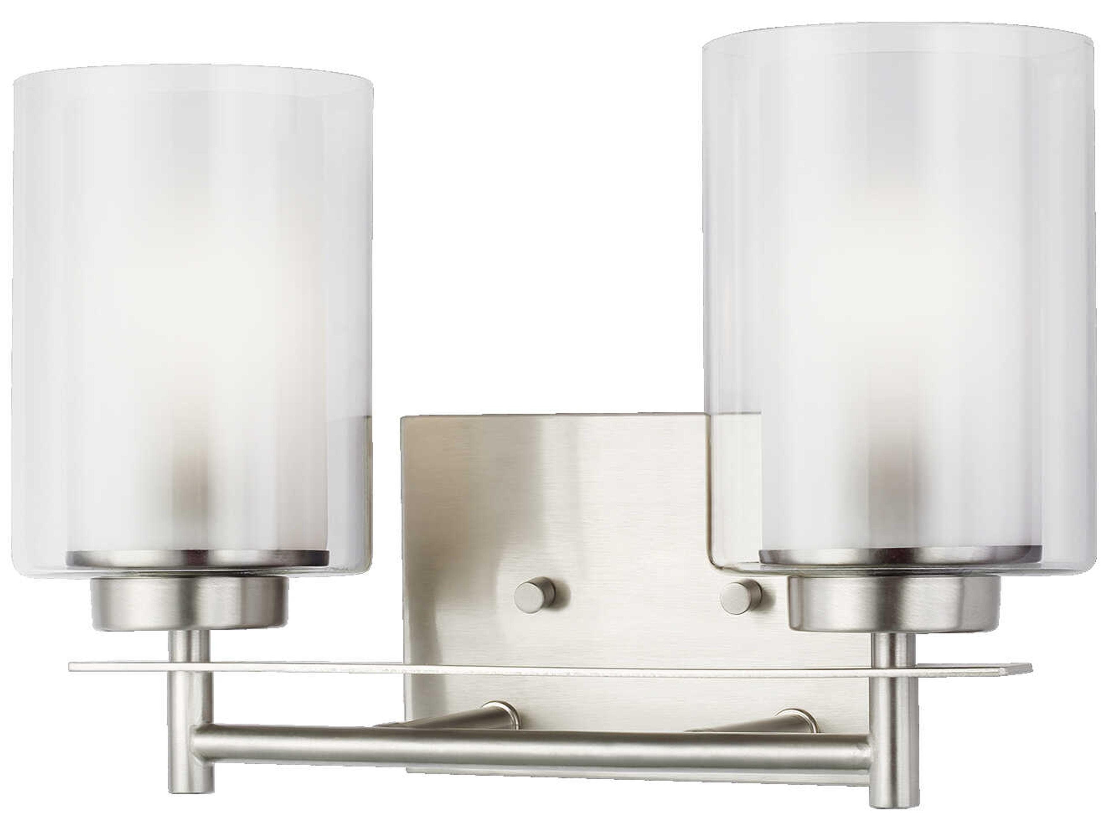 Elmwood Park 2-Light Brushed Nickel Glass Vanity Light