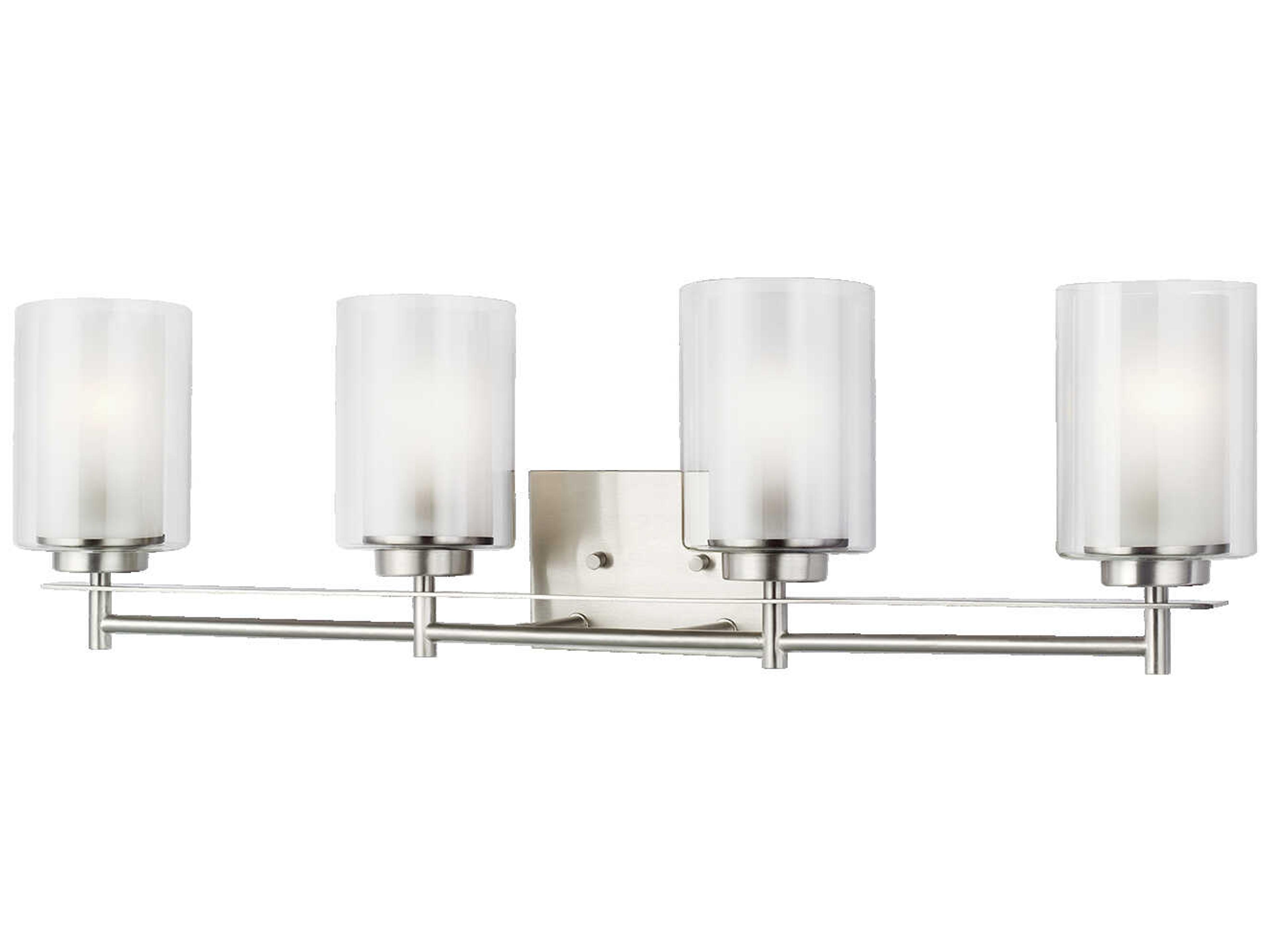 Elmwood Park 4-Light Brushed Nickel Glass Vanity Light