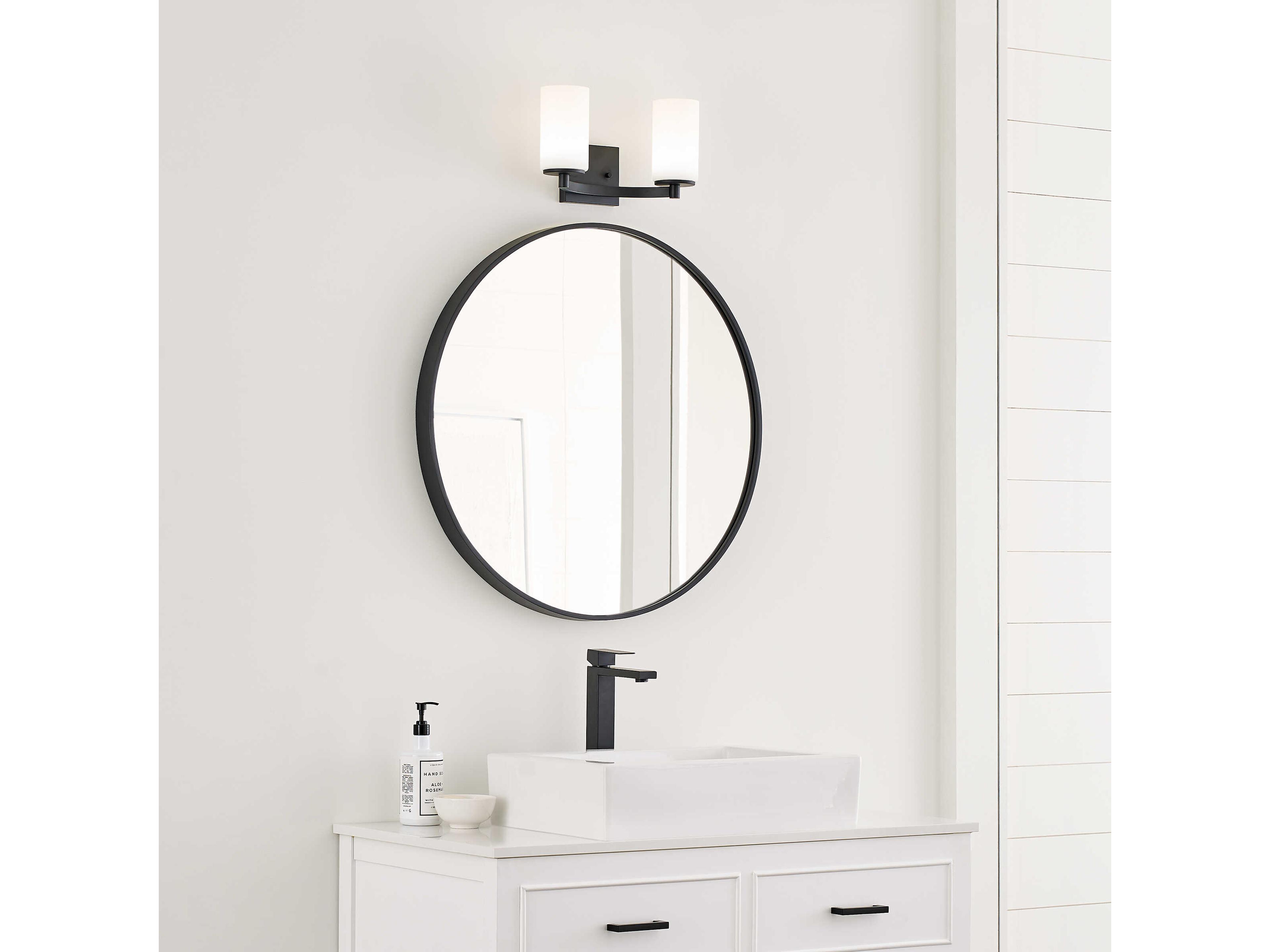 Generation Lighting Hettinger 2-Light Midnight Black Glass Vanity Light