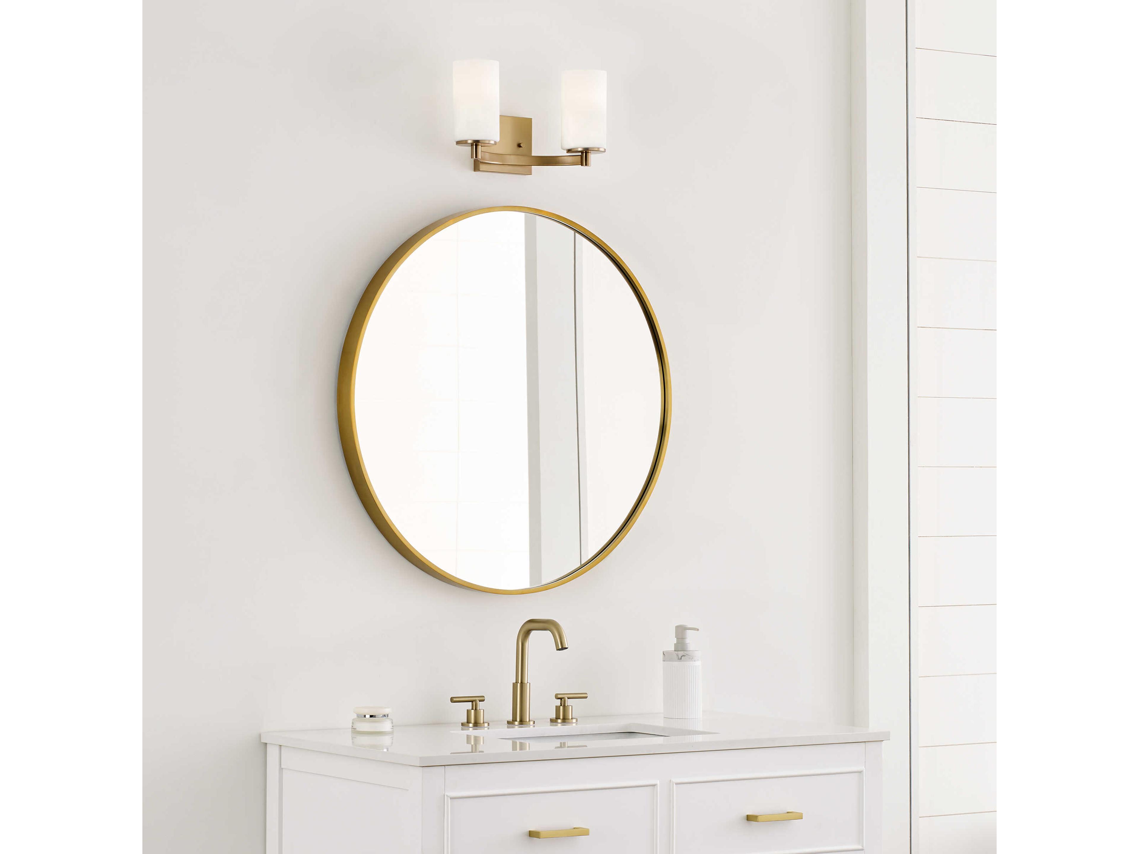 Generation Lighting Hettinger 2-Light Satin Brass Glass Vanity Light