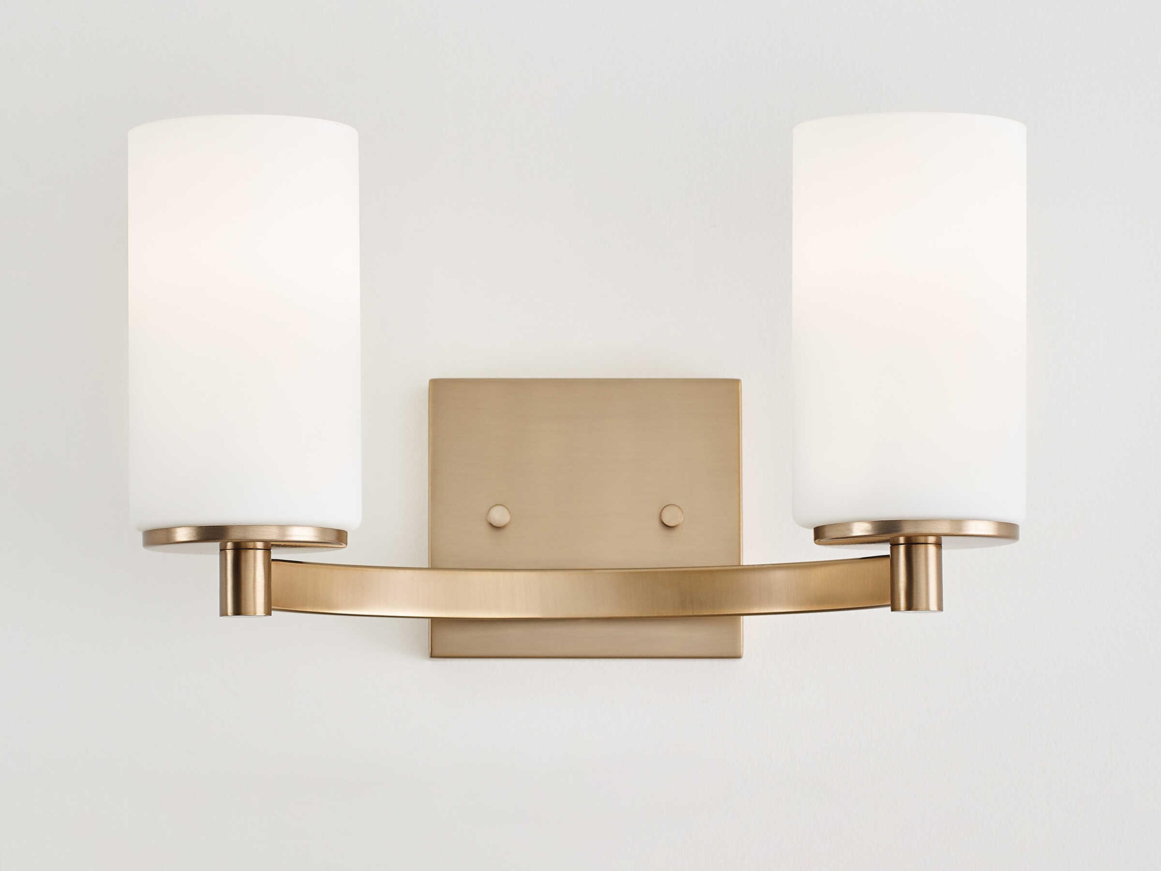 Generation Lighting Hettinger 2-Light Satin Brass Glass Vanity Light