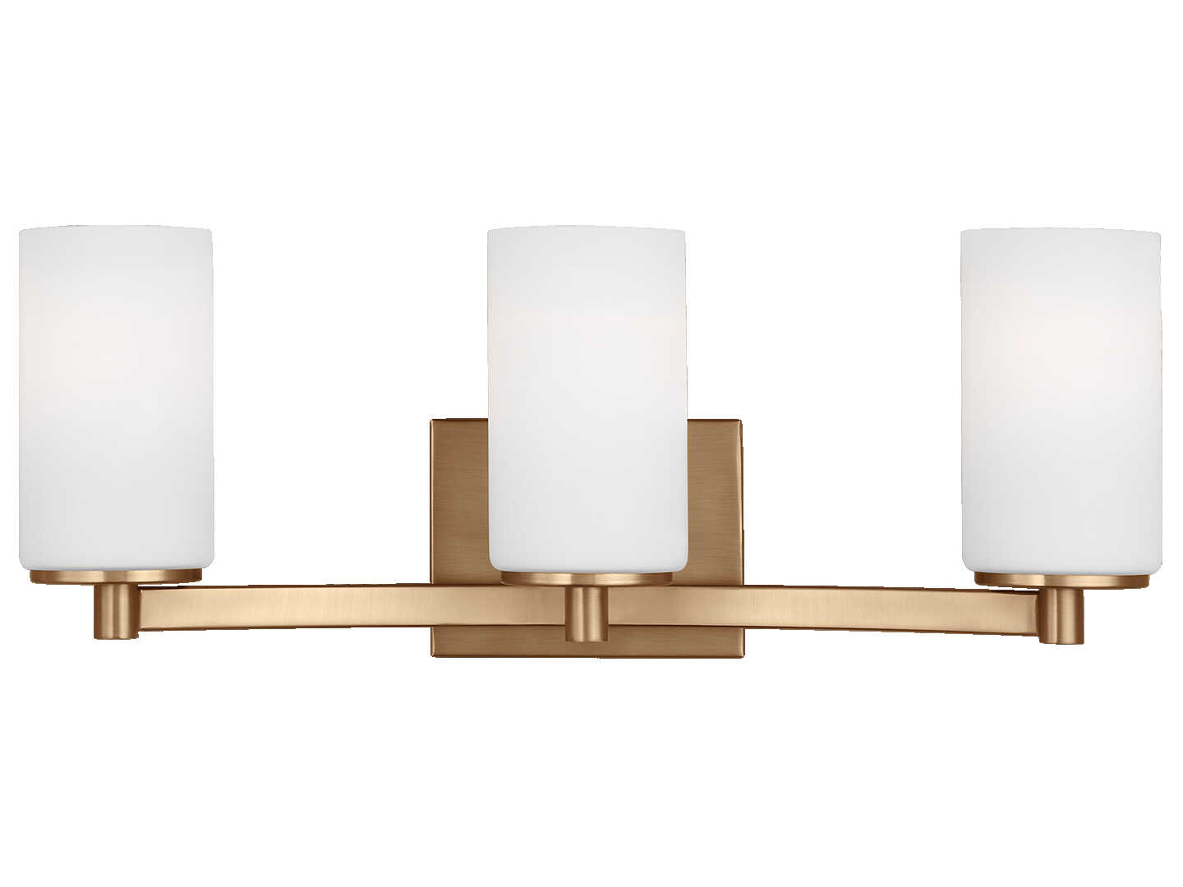 Hettinger 3-Light Satin Brass Glass Vanity Light